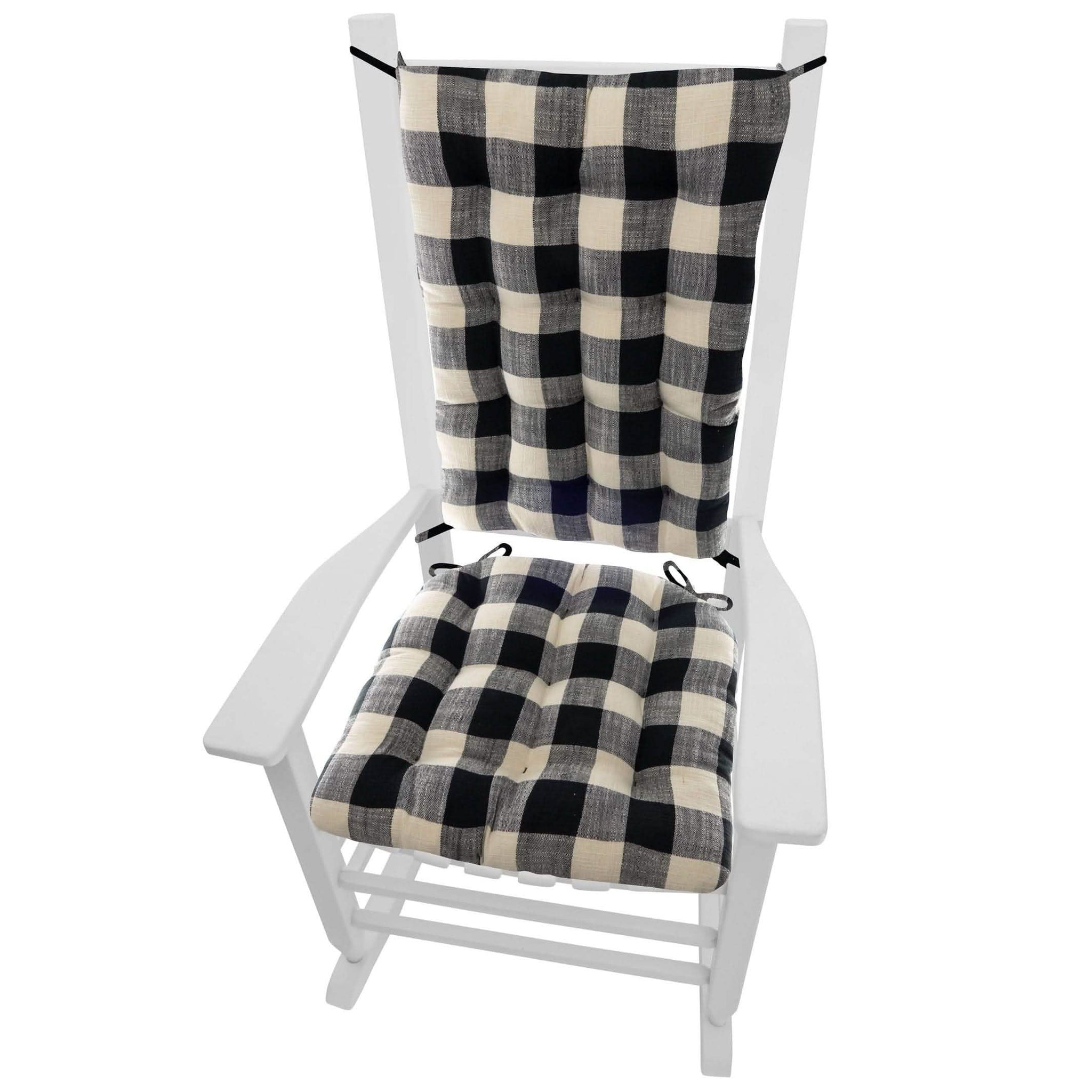 Buffalo Check Rocking Chair Cushions Black White Plaid