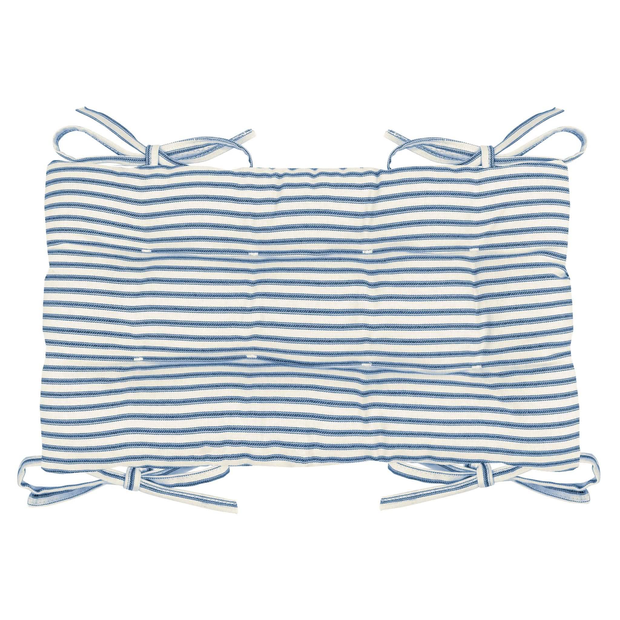 Ticking Stripe Navy Blue Saddle Stool Cushions - Barnett Home Decor - Gaucho Stool - Satori Cushions - Striped