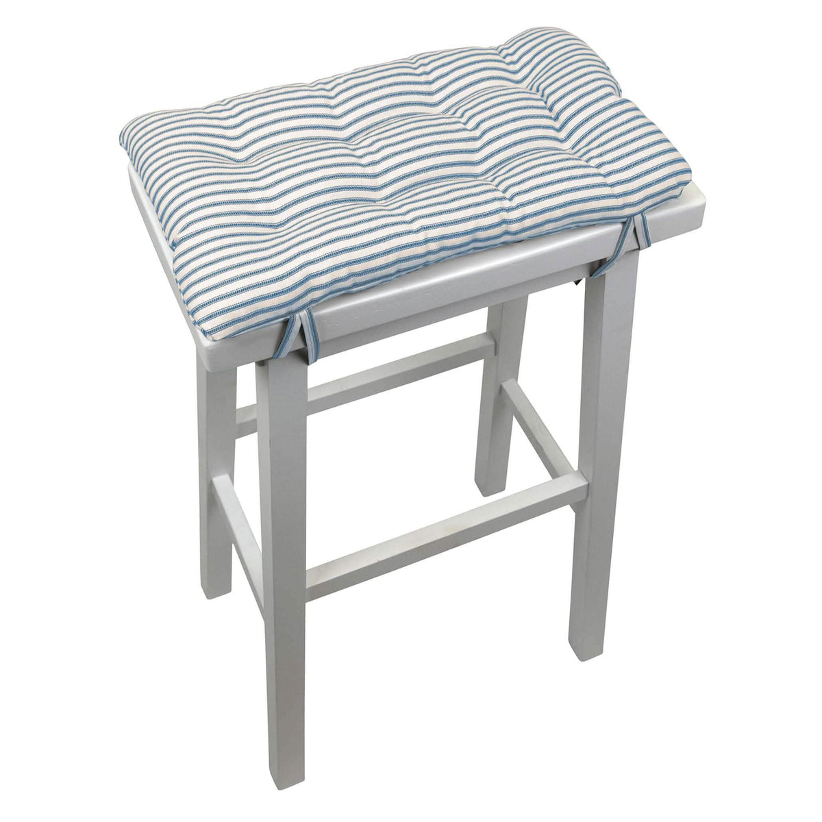 Ticking Stripe Navy Blue Saddle Stool Cushions - Barnett Home Decor - Gaucho Stool - Satori Cushions - Striped
