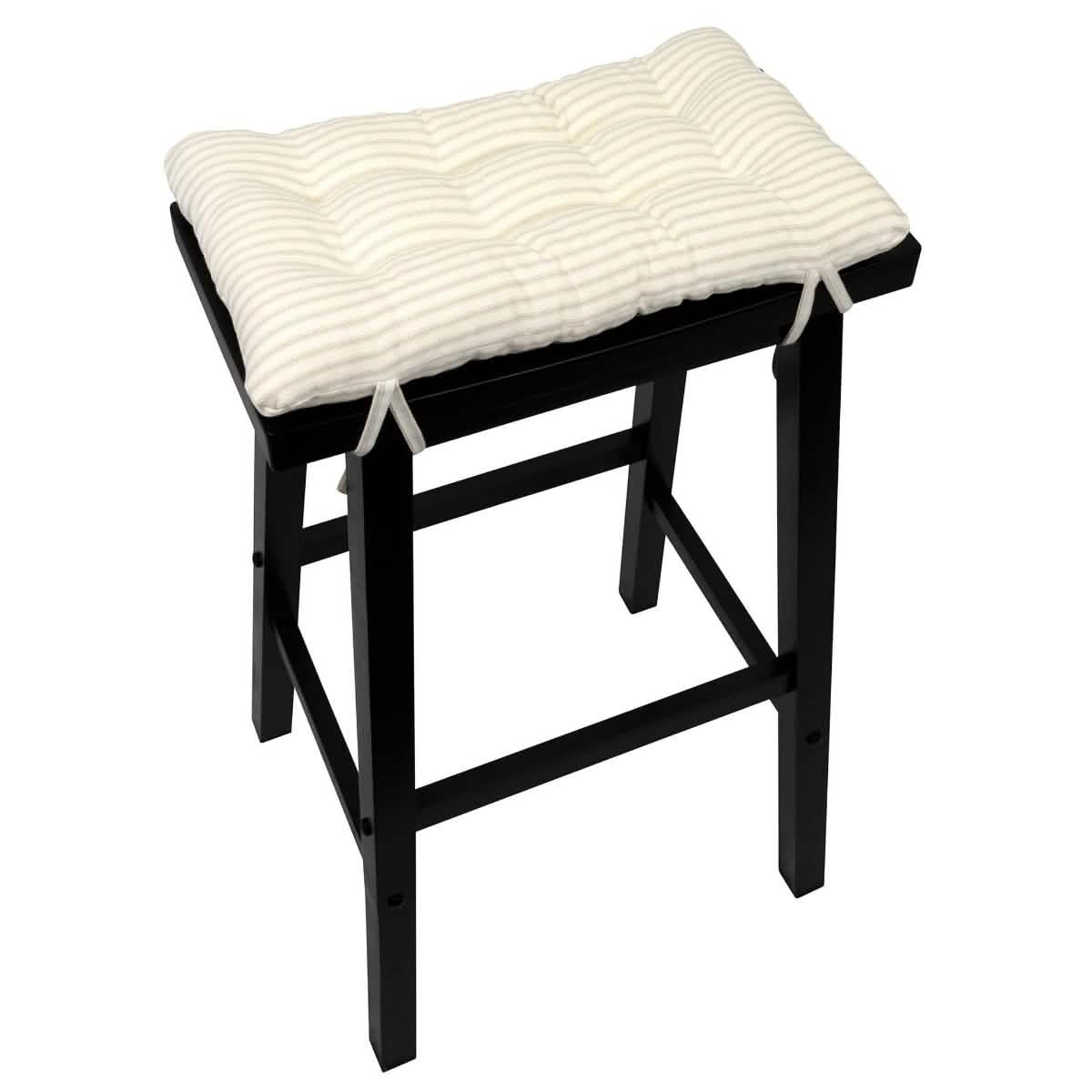 Ticking Stripe Natural Saddle Stool Cushions - Barnett Home Decor - Gaucho Stool - Satori Cushions