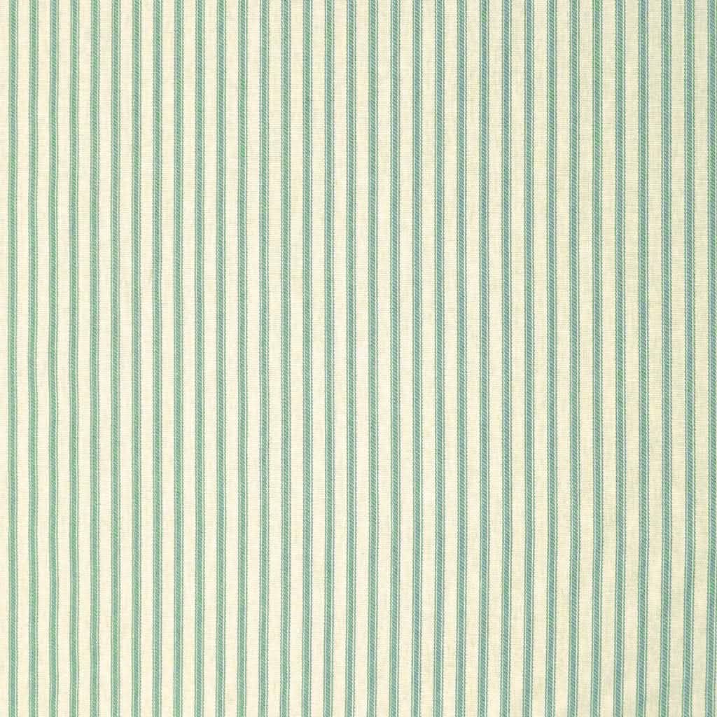 Ticking Stripe Aqua Cafe Valance - Straight Tailored Window Treatment