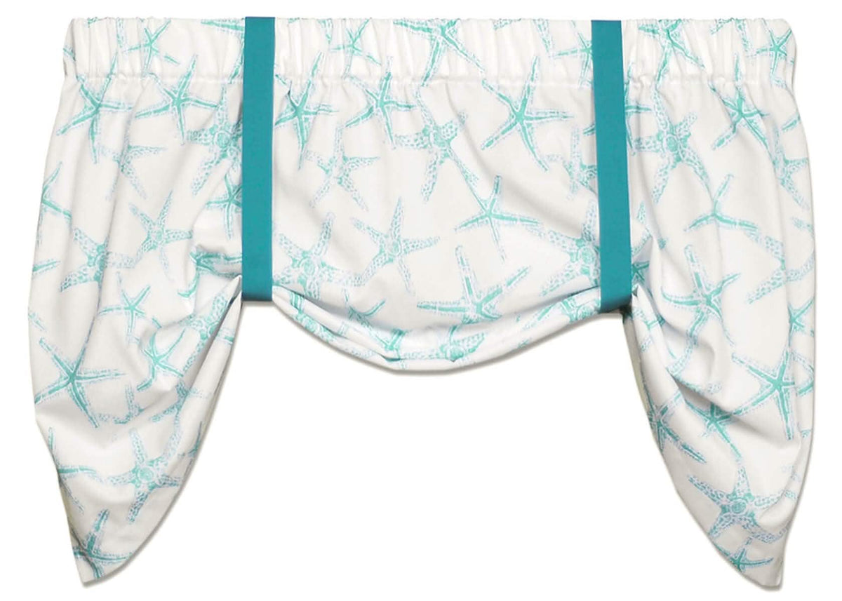 Sea Shore Starfish Aqua Tie-up Valances | Barnett Home Decor