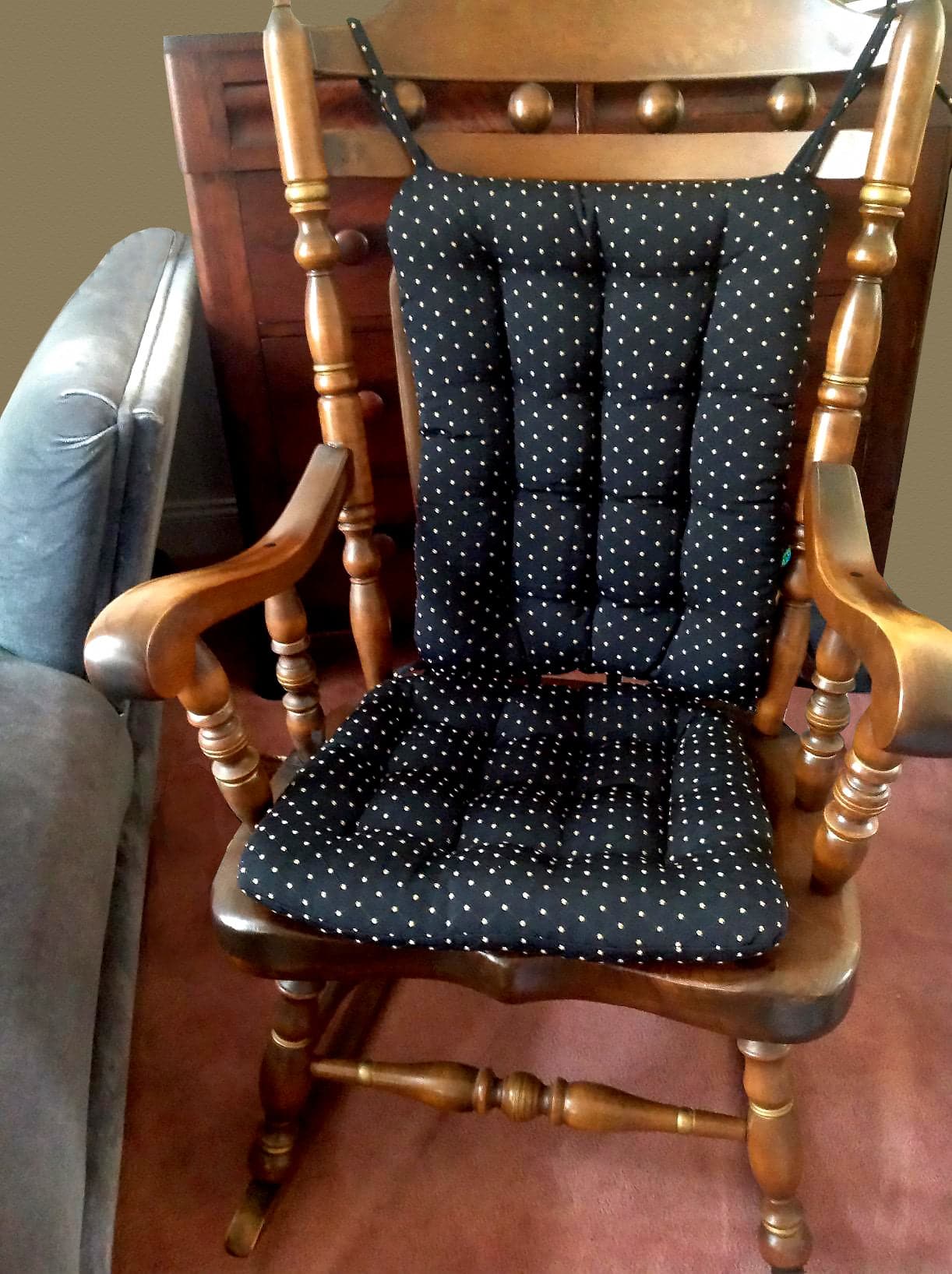 Tiffany Black Brocade Rocking Chair Cushion - Barnett Home Decor - Black