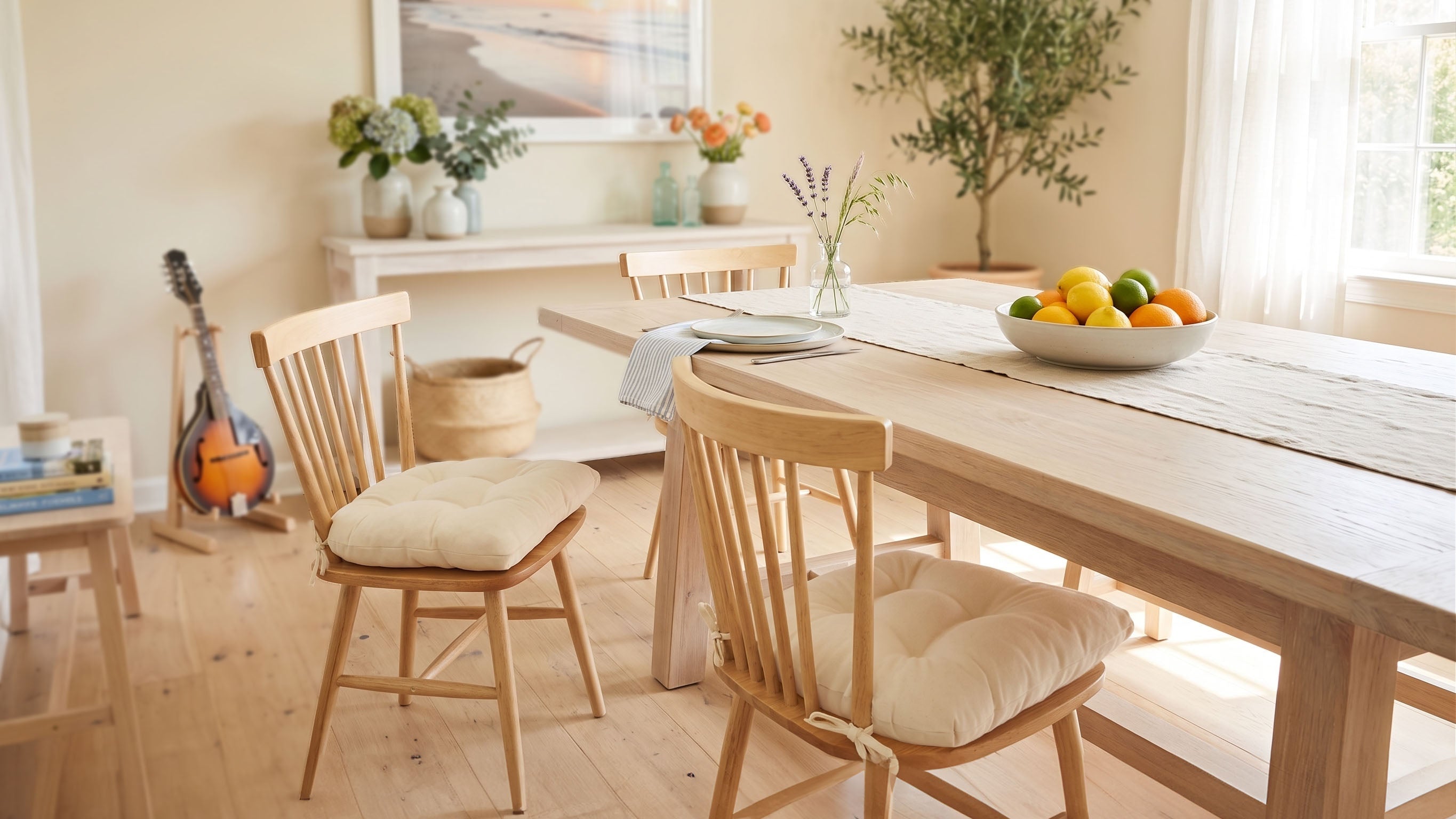 extra-thick dining chair pads in a contemporary dining room