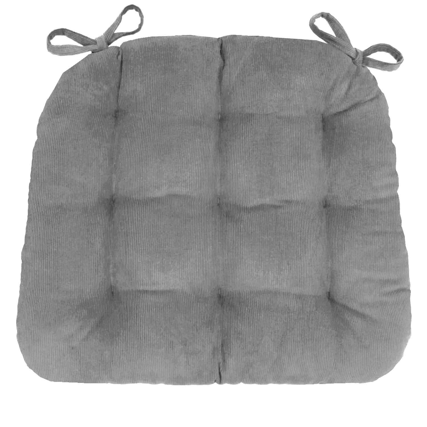 Corduroy Pinwale Silver Grey Dining Chair Pad - Latex Foam Fill