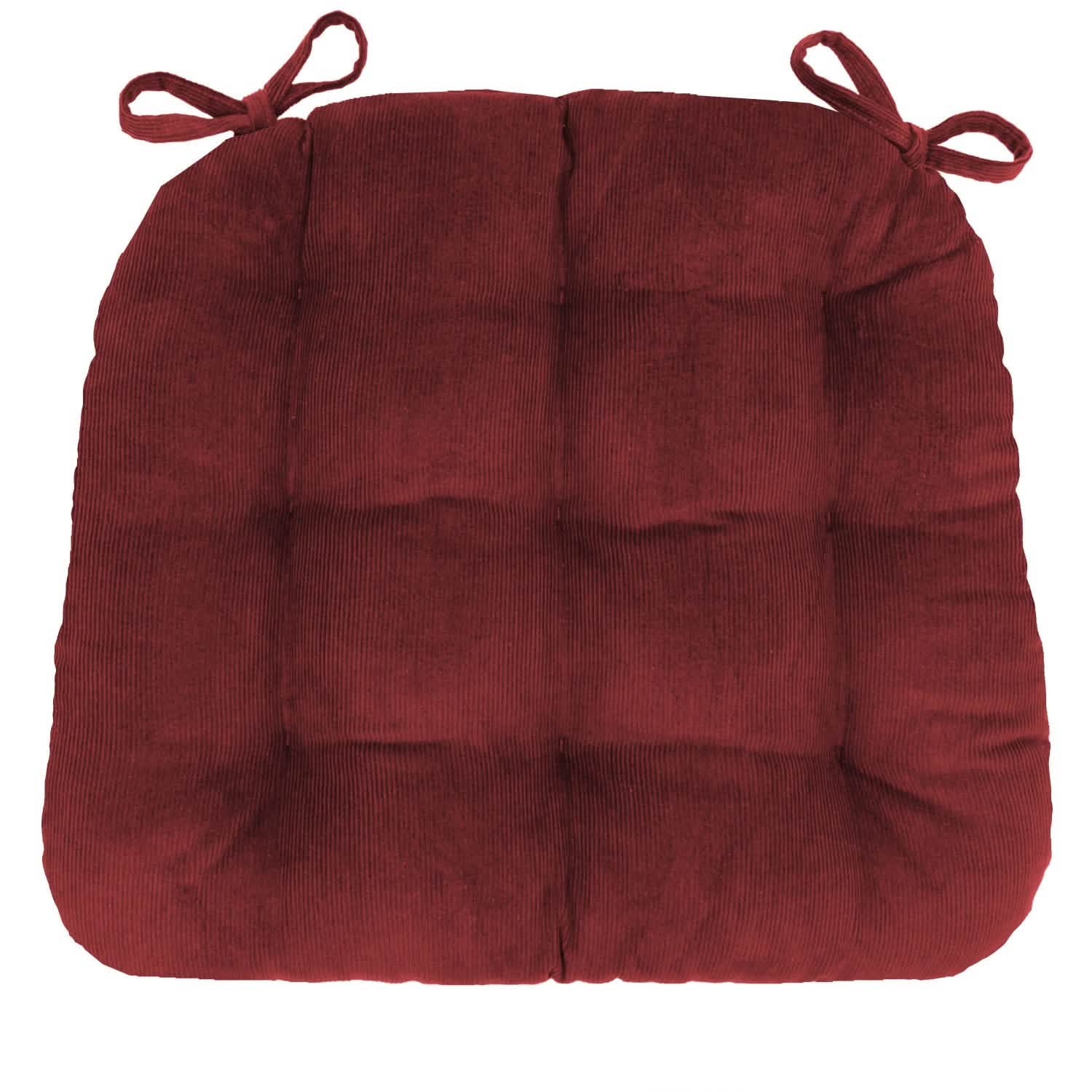 Corduroy Garnet Red Dining Chair Pad - Never Flatten Chair Cushion