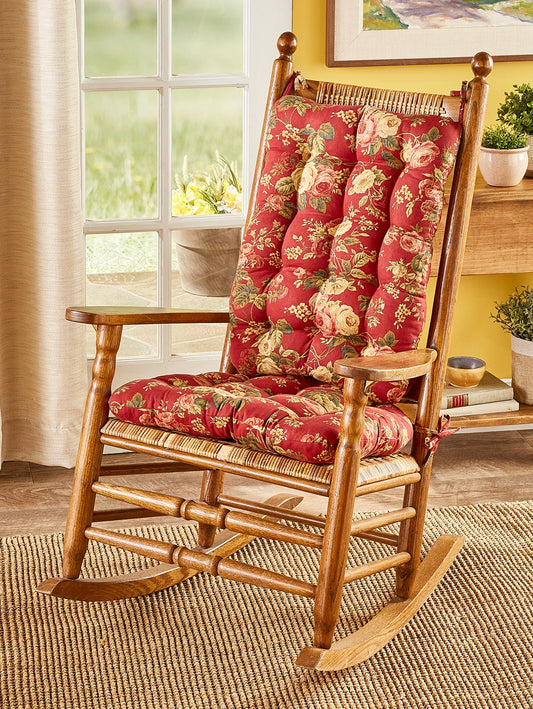 Never-Flatten Rocker Chair Pad Set - Floral, Plaid, Stripe