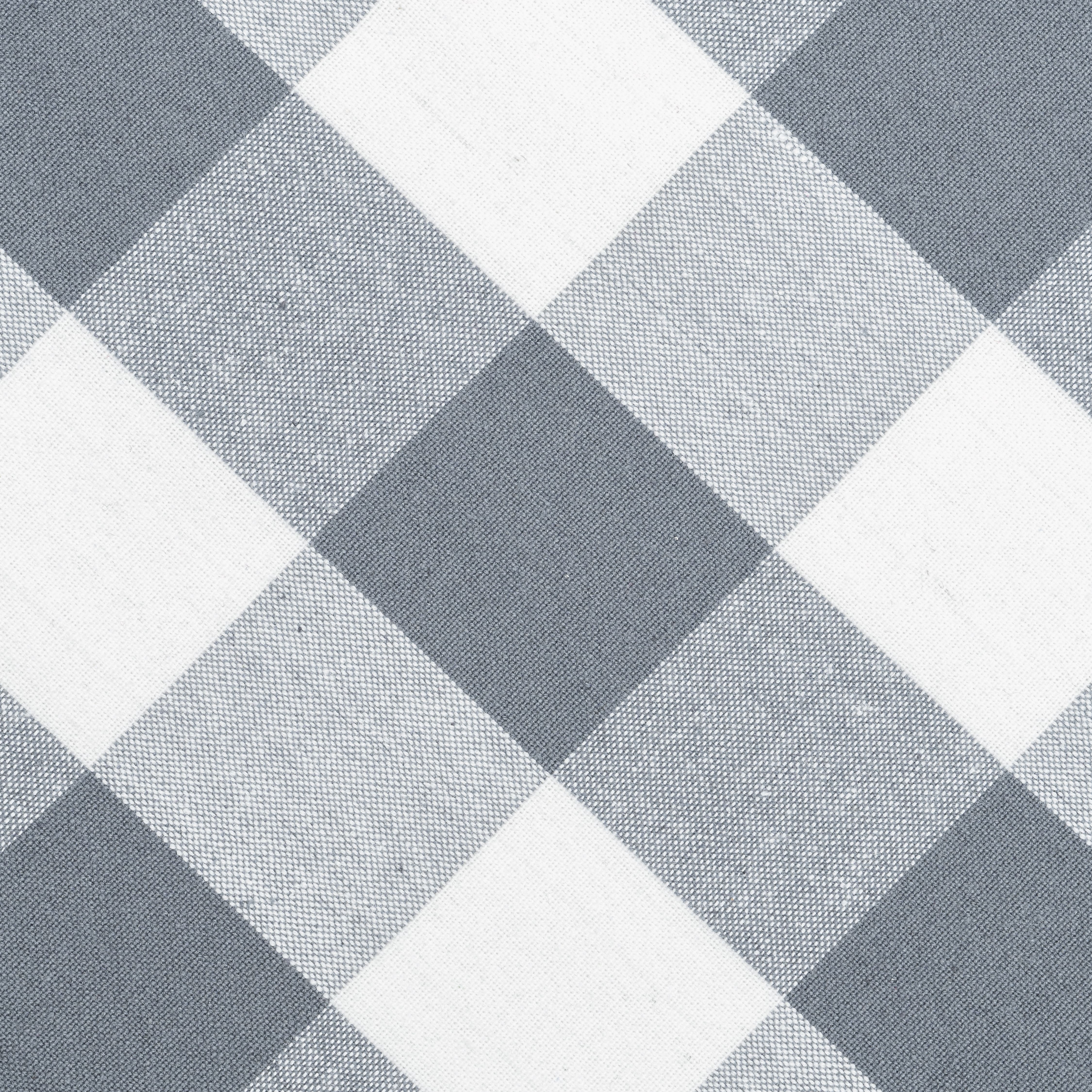 Checkered Plaid Tablecloth - Grey - 100% Cotton, Machine Washable