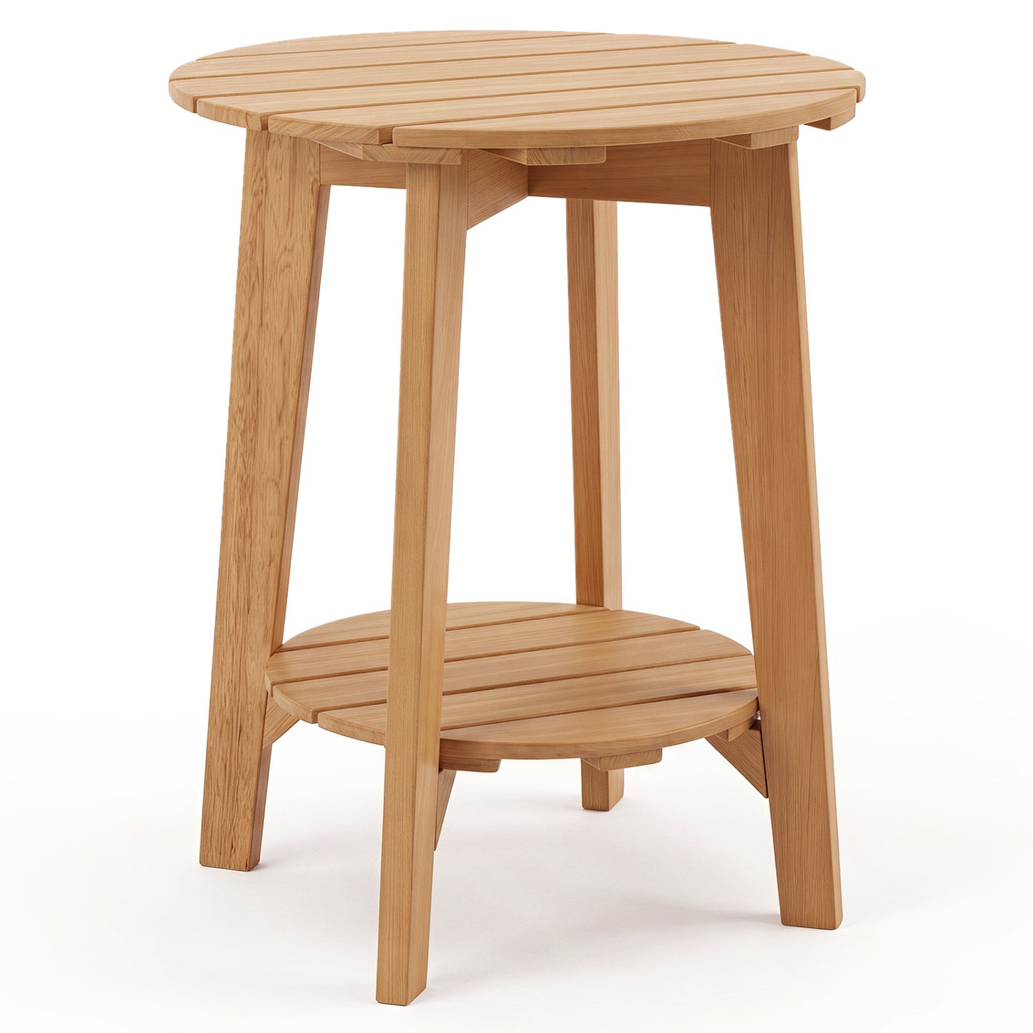 Outdoor Side Table with Storage Shelf - Eucalyptus Wood - Natural