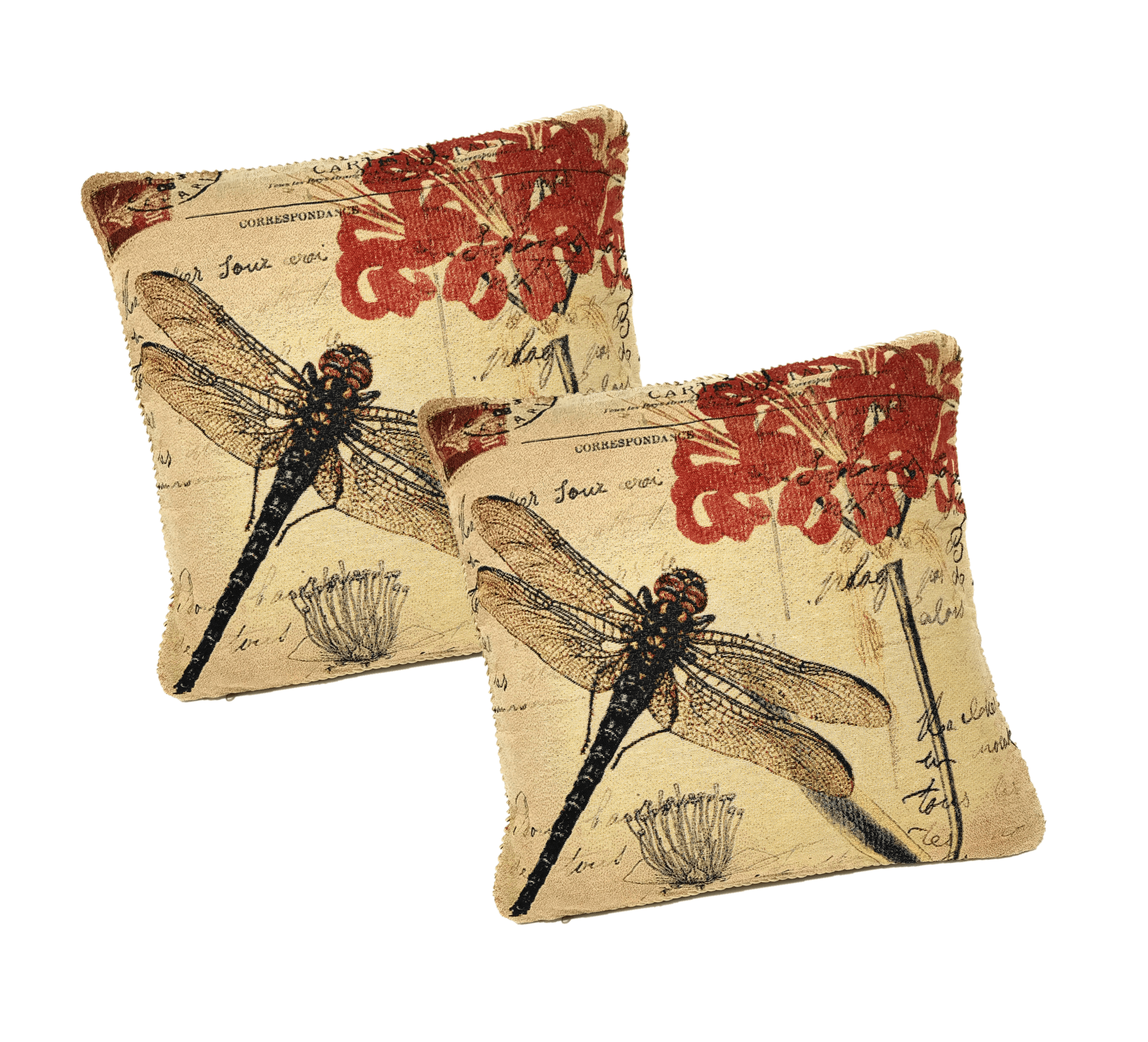 Dragonfly Dreams Tapestry Throw Pillow Covers with Inserts - 18" x 18" - Set of 2