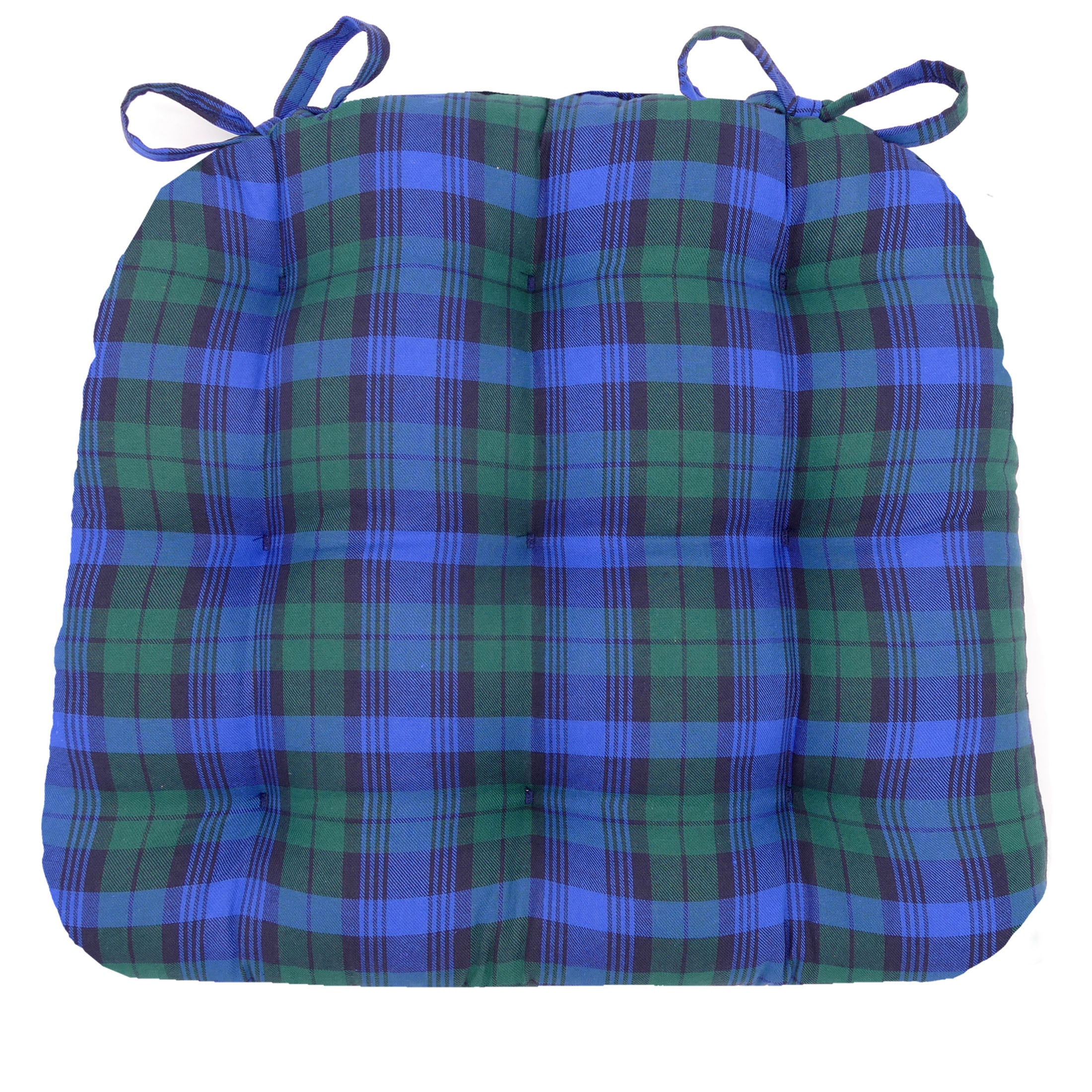 Tartan Blue Plaid Dining Chair Pads - Never Flatten Chair Cushion
