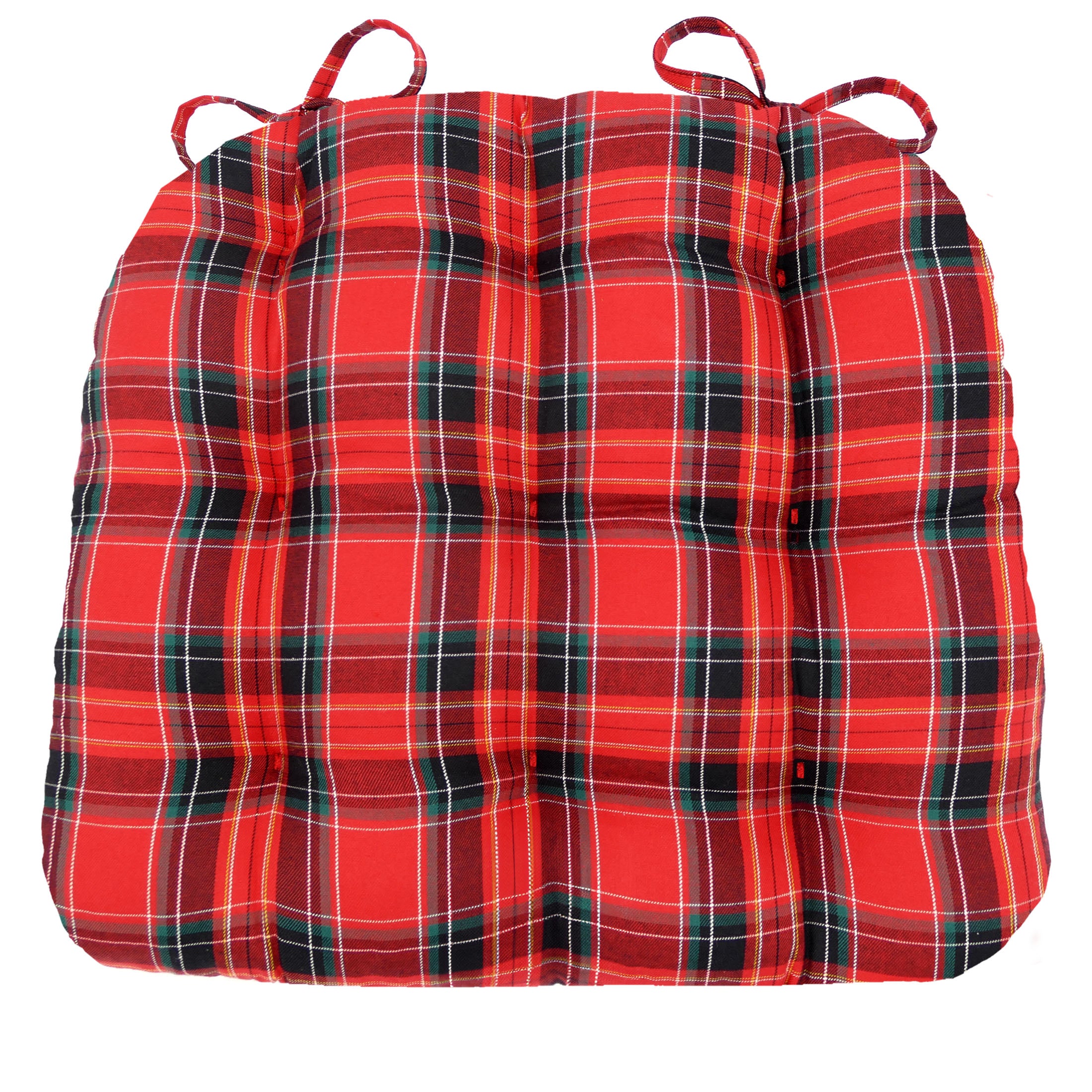 Tartan Red Plaid Dining Chair Pads - Never Flatten Chair Cushion