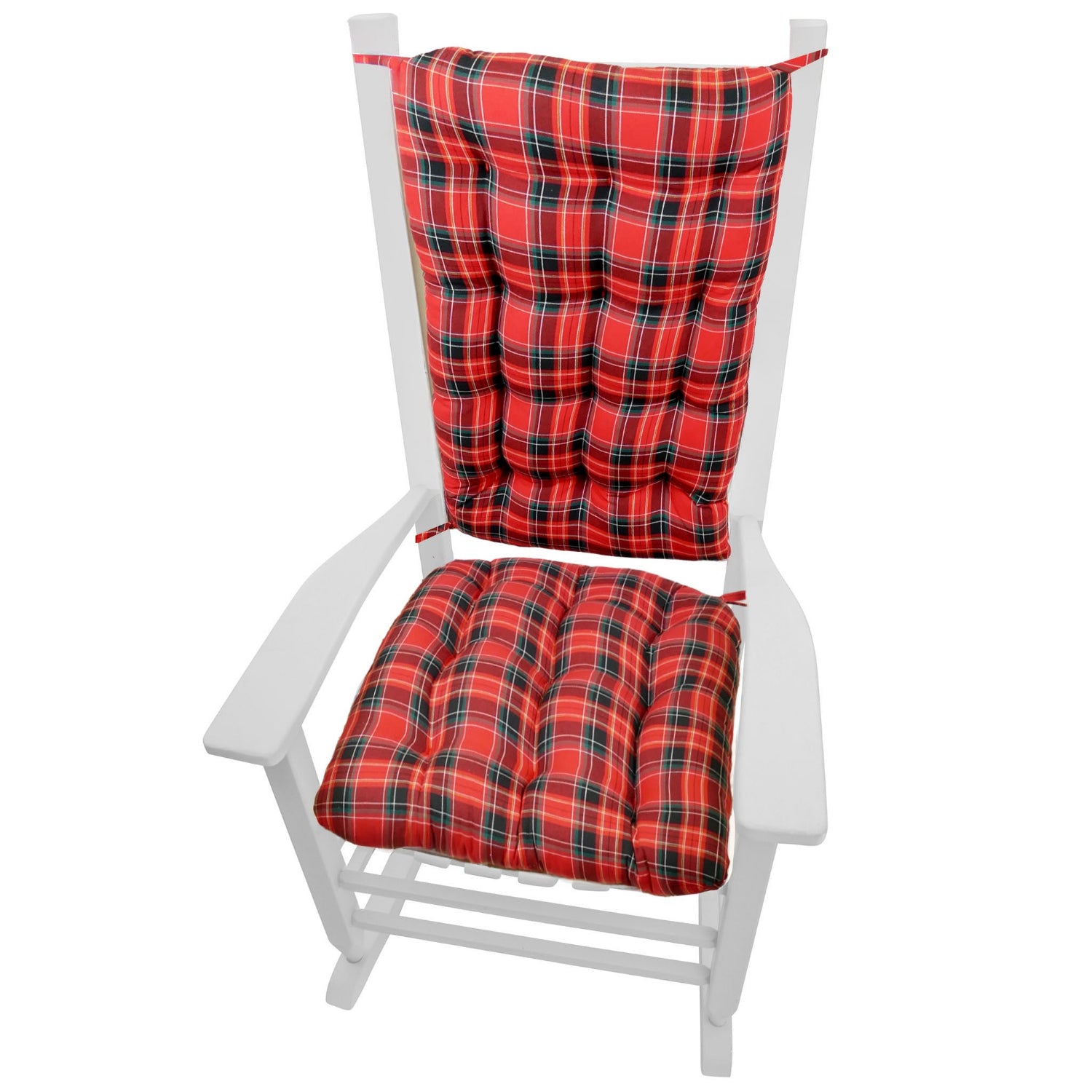 Tartan Red Rocking Chair Cushions - Never Flatten Rocker Chair Cushion