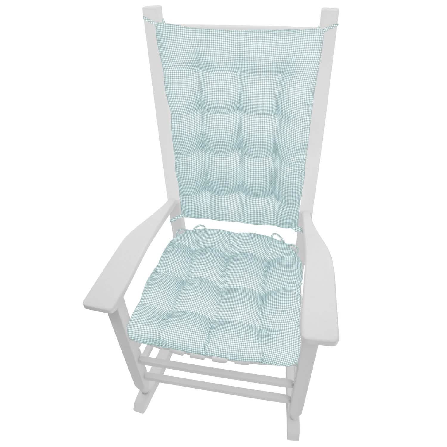Madrid Aqua Gingham Rocking Chair Cushions – Barnett Home Decor