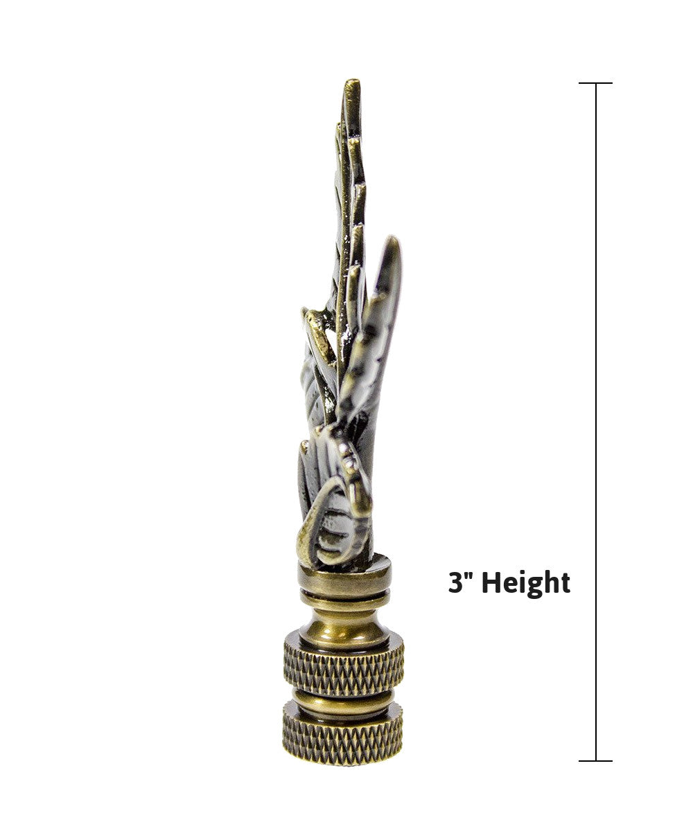 Leaves Lamp Finial - Antique Brass Metal, 3"h