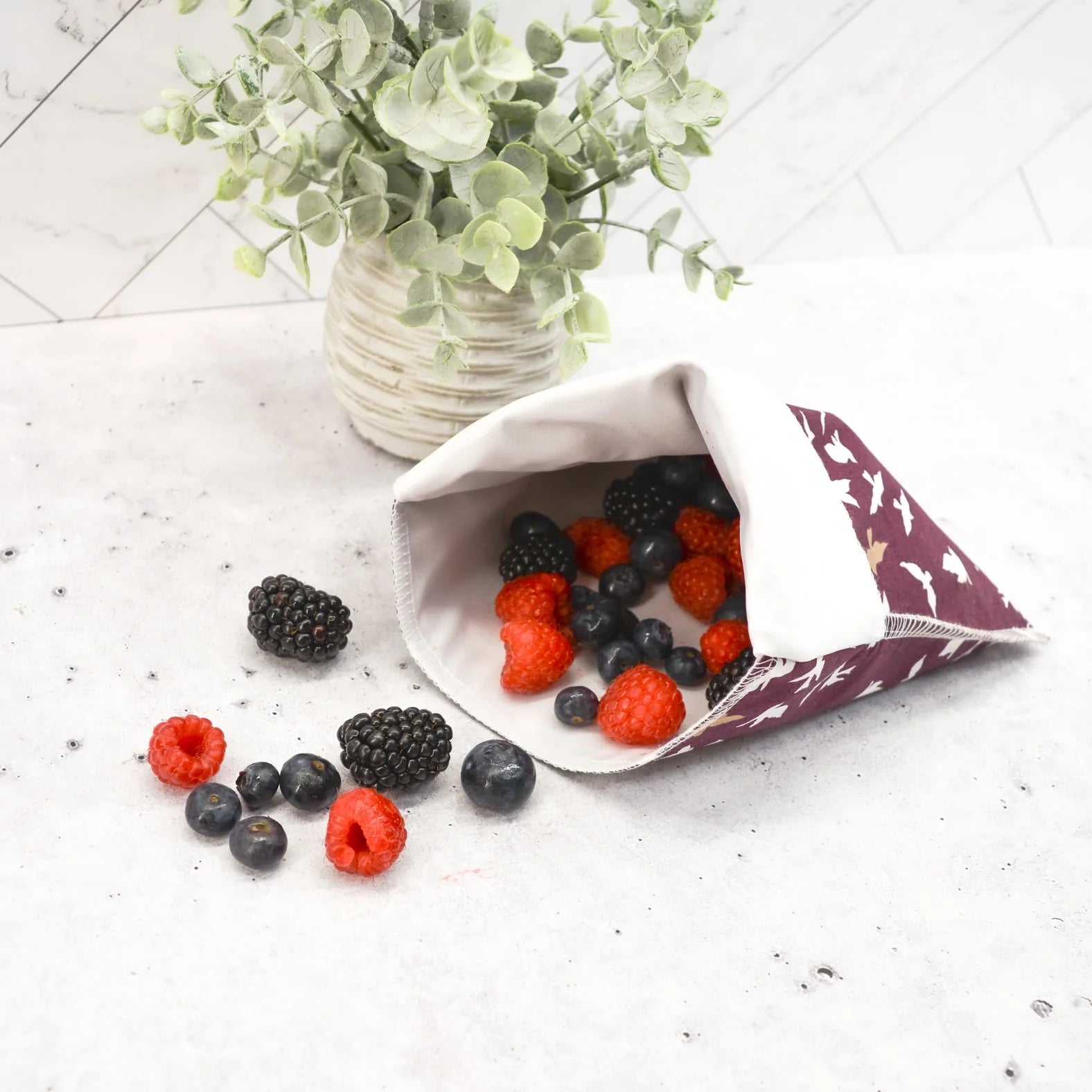 Reusable Snack Bag - 100% Cotton with BPA-Free Waterproof Lining, Washable