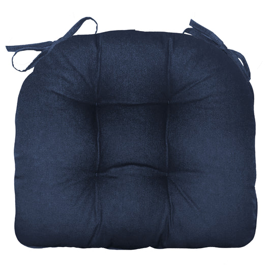 Cotton Duck Navy Blue Extra-Thick Chair Pad - Welted