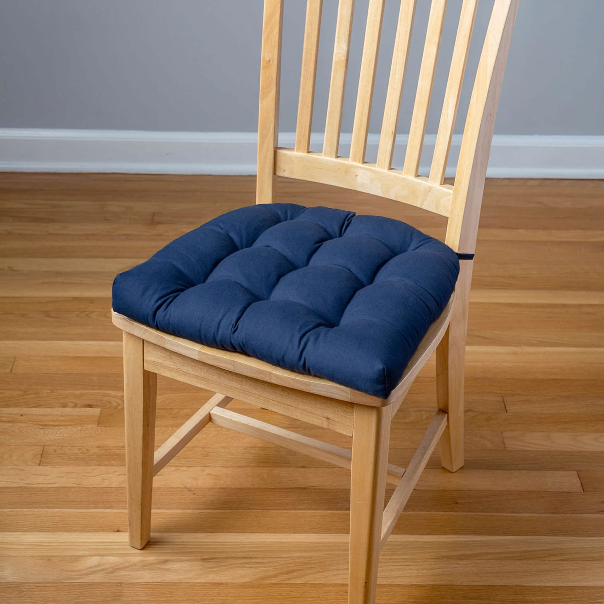 Cotton Duck Navy Blue Solid Color Dining Chair Pads  - Made in USA - 100% Cotton - Machine Washable