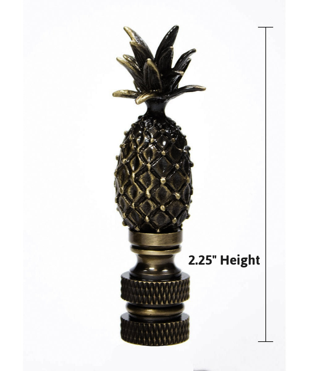 Pineapple Lamp Finial Antique Brass Metal 2.5"h Tall