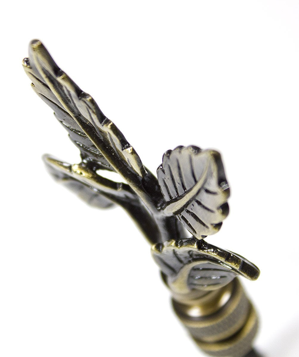 Leaves Lamp Finial - Antique Brass Metal, 3"h