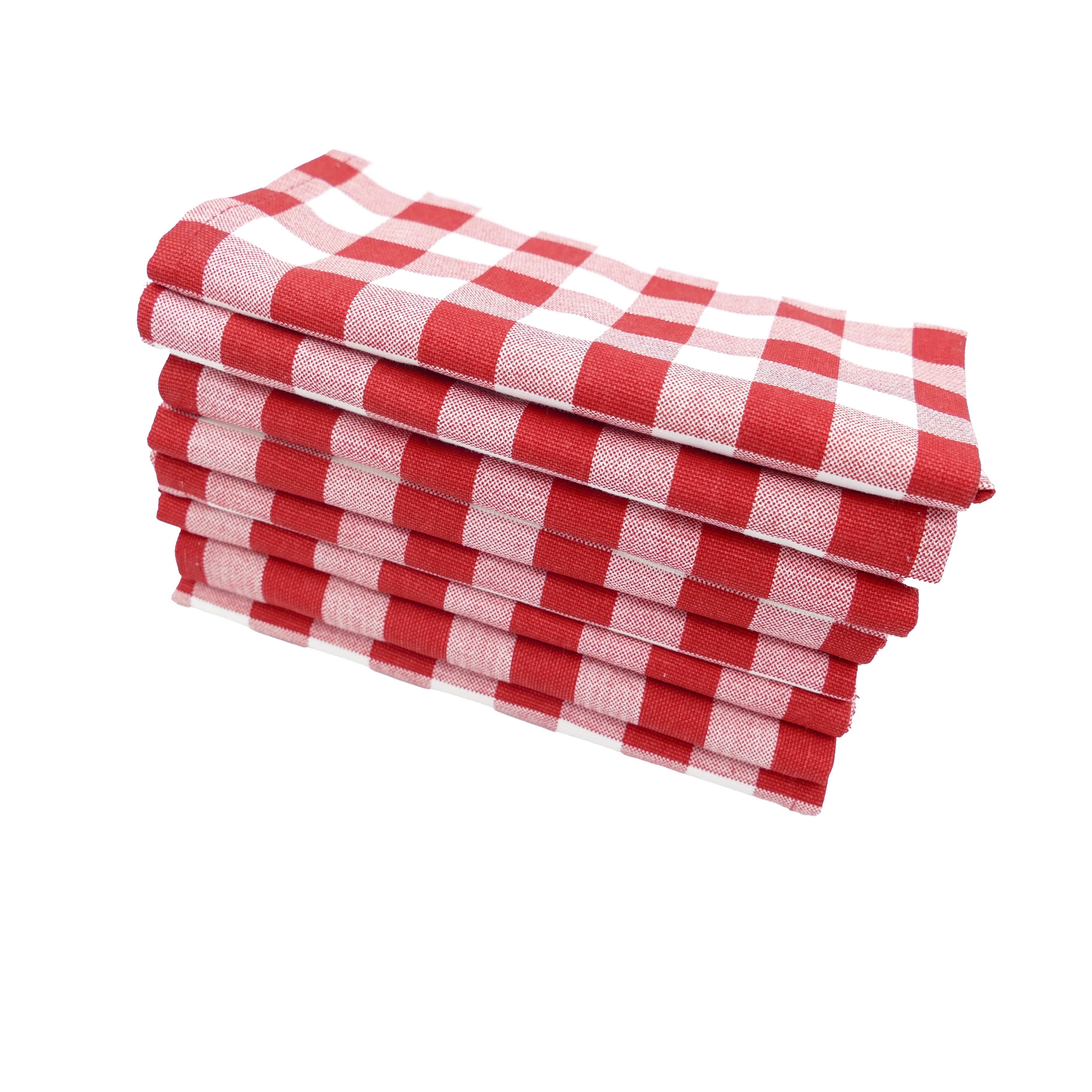 Classic Check Red Cloth Napkins - Set 8