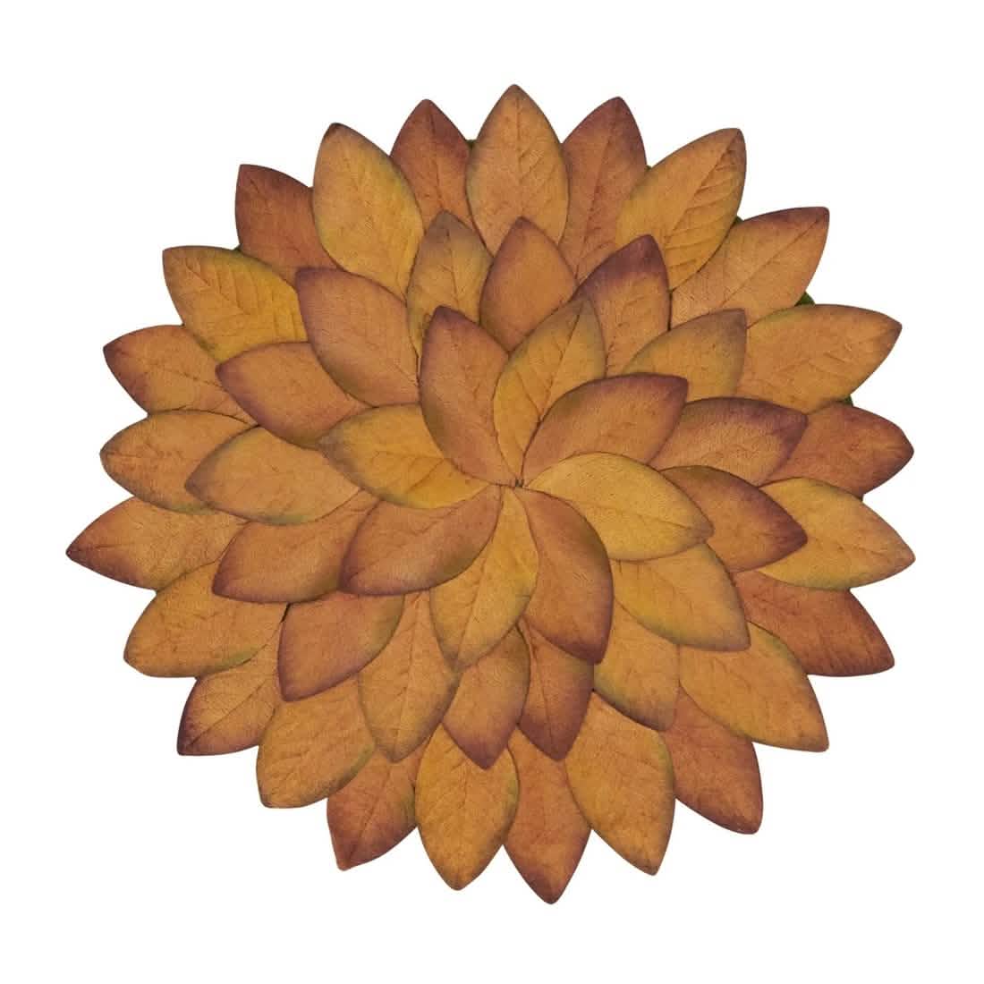 Harvest Fall Leaves Placemats - 15" Round, Set of 4 - Copper Leaf Pattern, Thanksgiving Holiday