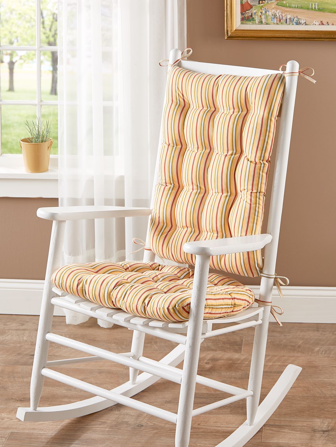Never-Flatten Rocker Chair Pad Set - Floral, Plaid, Stripe