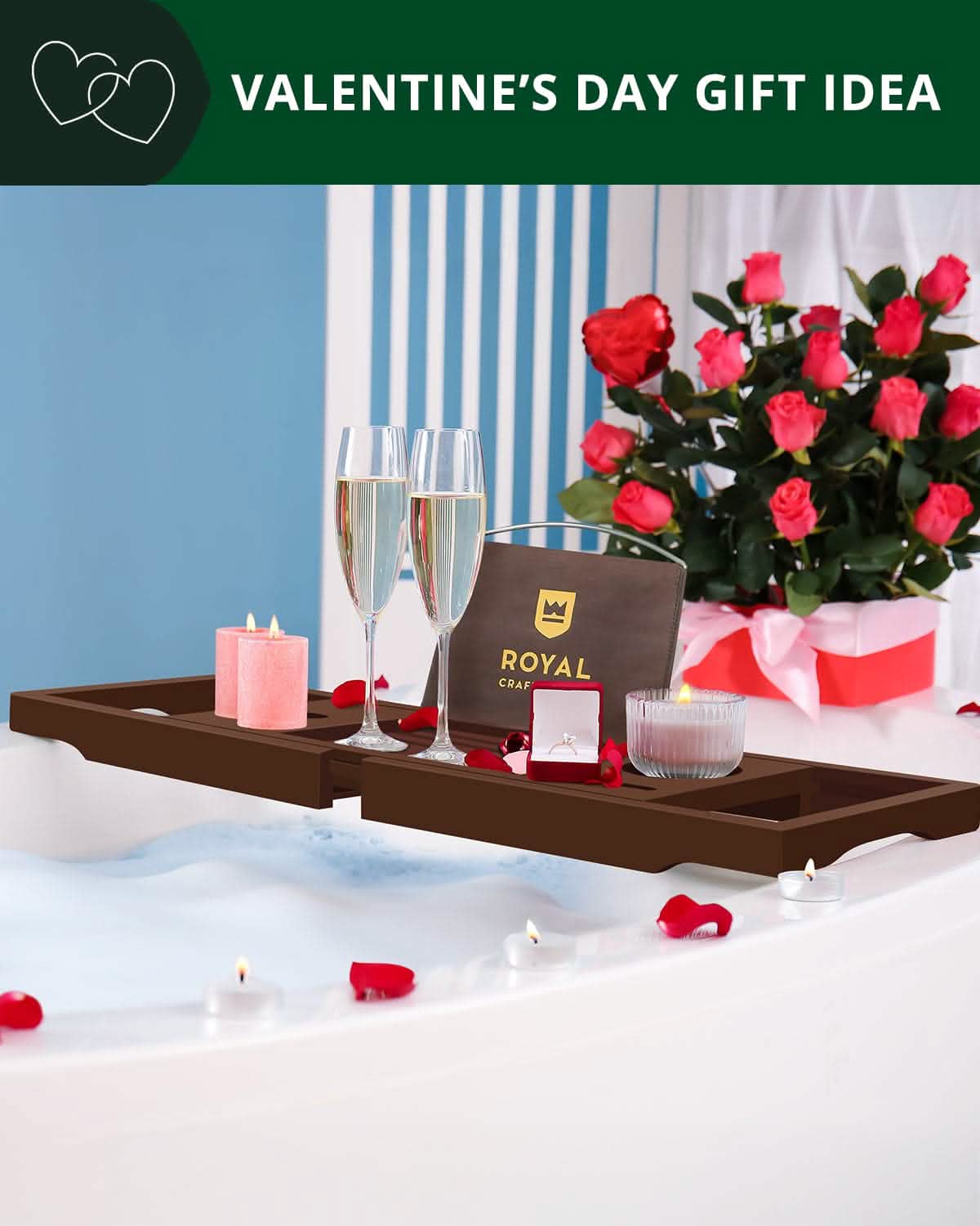 Bathtub Caddy Tray, Brown - 29"-43" Adjustable
