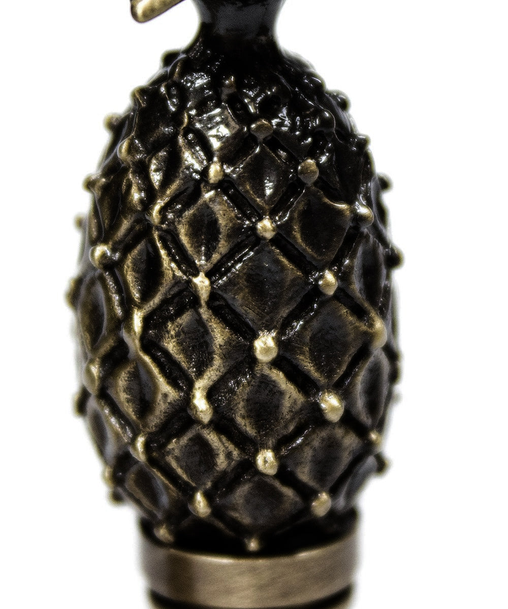Pineapple Lamp Finial Antique Brass Metal 2.5"h Tall