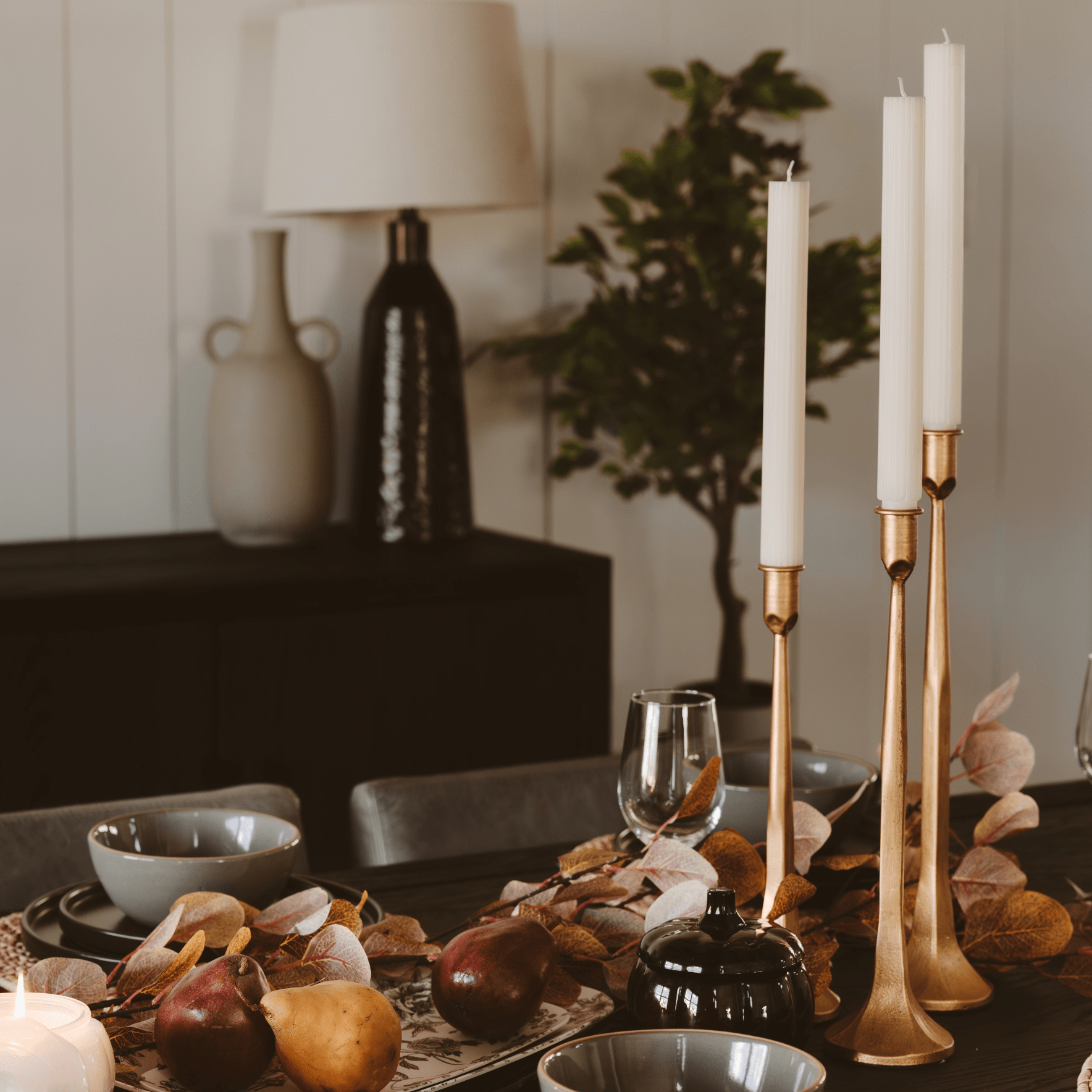 Cast Iron Taper Candle Holders - Gold Tone