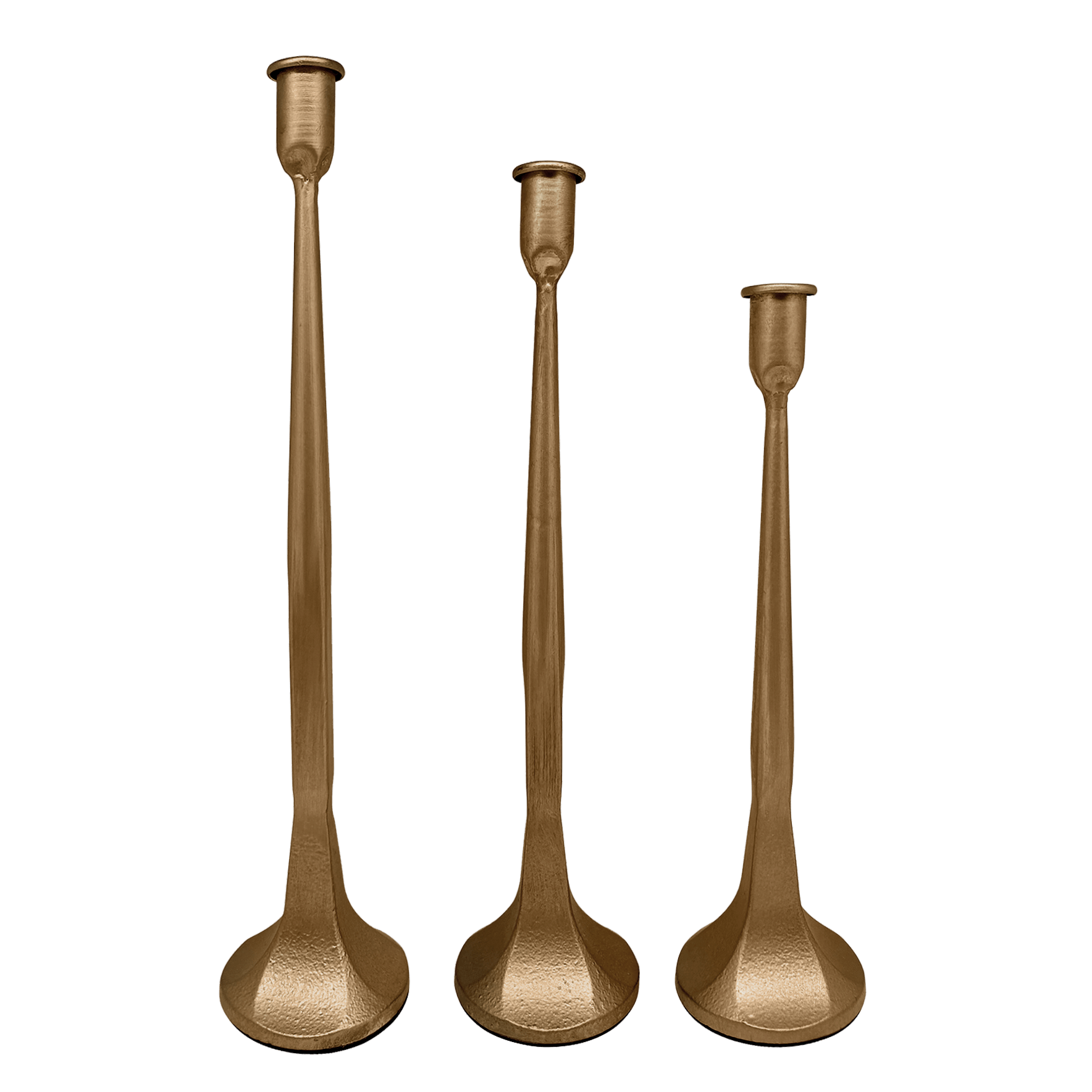 Cast Iron Taper Candle Holders - Gold Tone