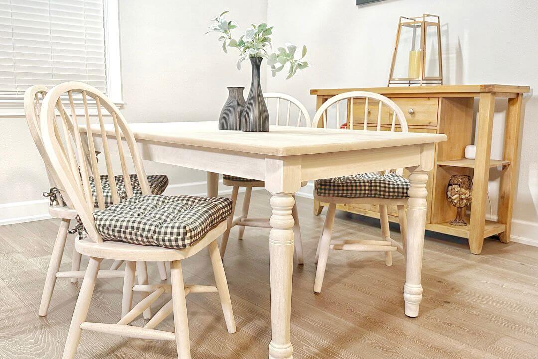 Load video: video how to whitewash dining chairs for a rustic farmhouse look