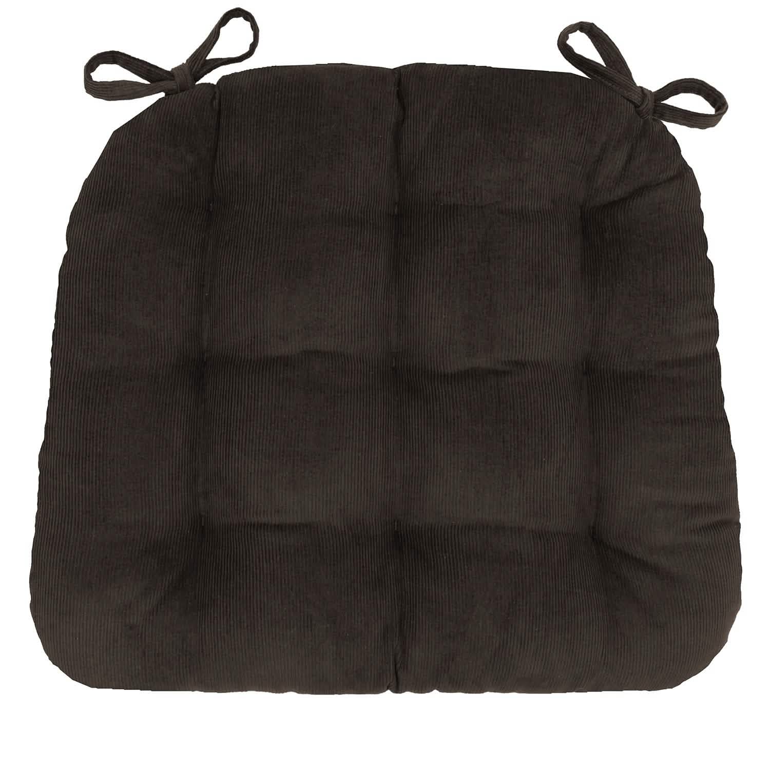 Corduroy Brown Dining Chair Pad - Never Flatten Chair Cushion