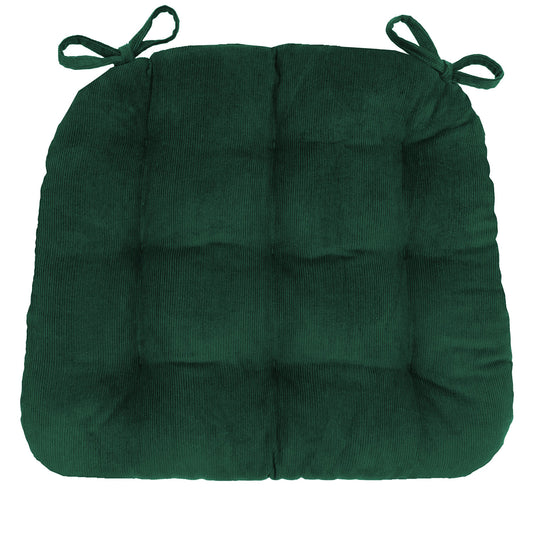 Corduroy Pinwale Hunter Green Dining Chair Pad - Never Flatten Chair Cushion