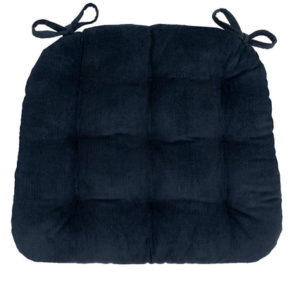 Corduroy Navy Blue Dining Chair Pad - Never Flatten Chair Cushion