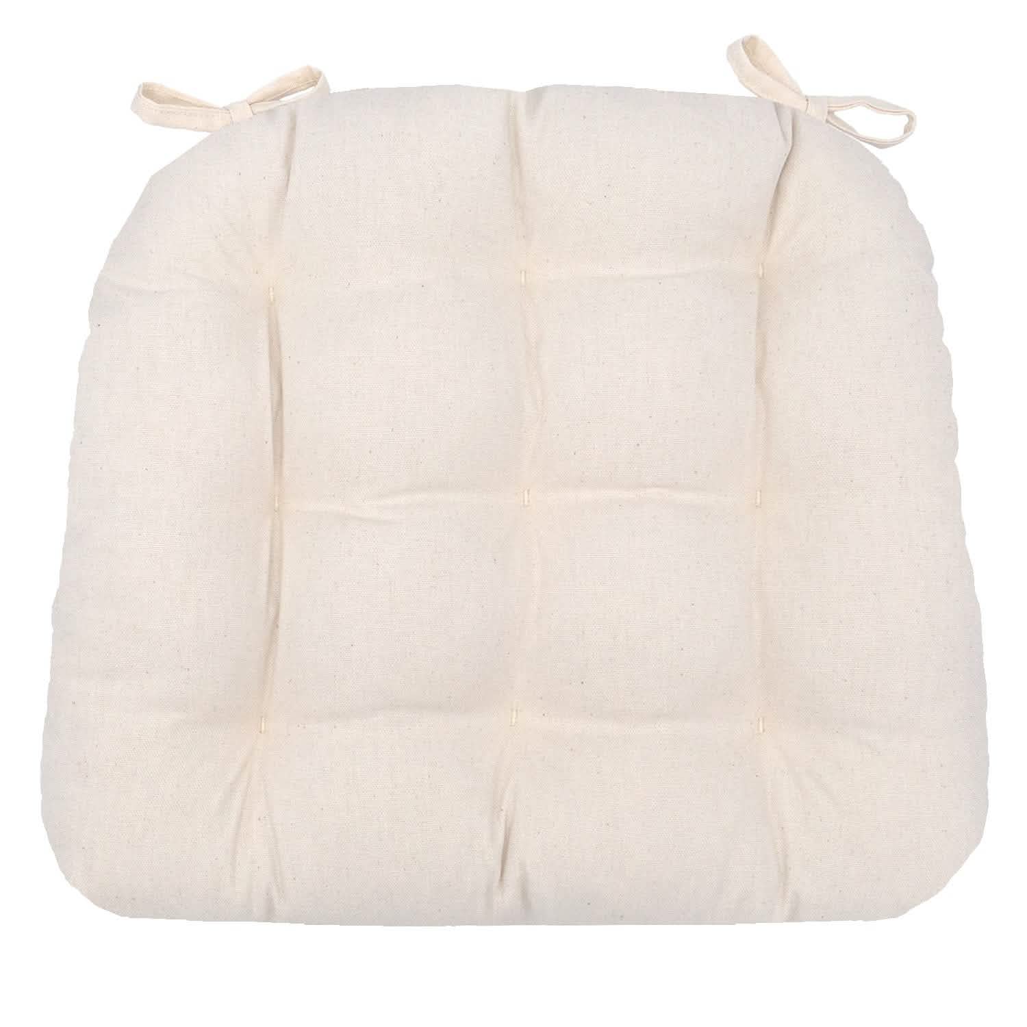 Cotton duck natural dining chair pad with never-flatten cushion