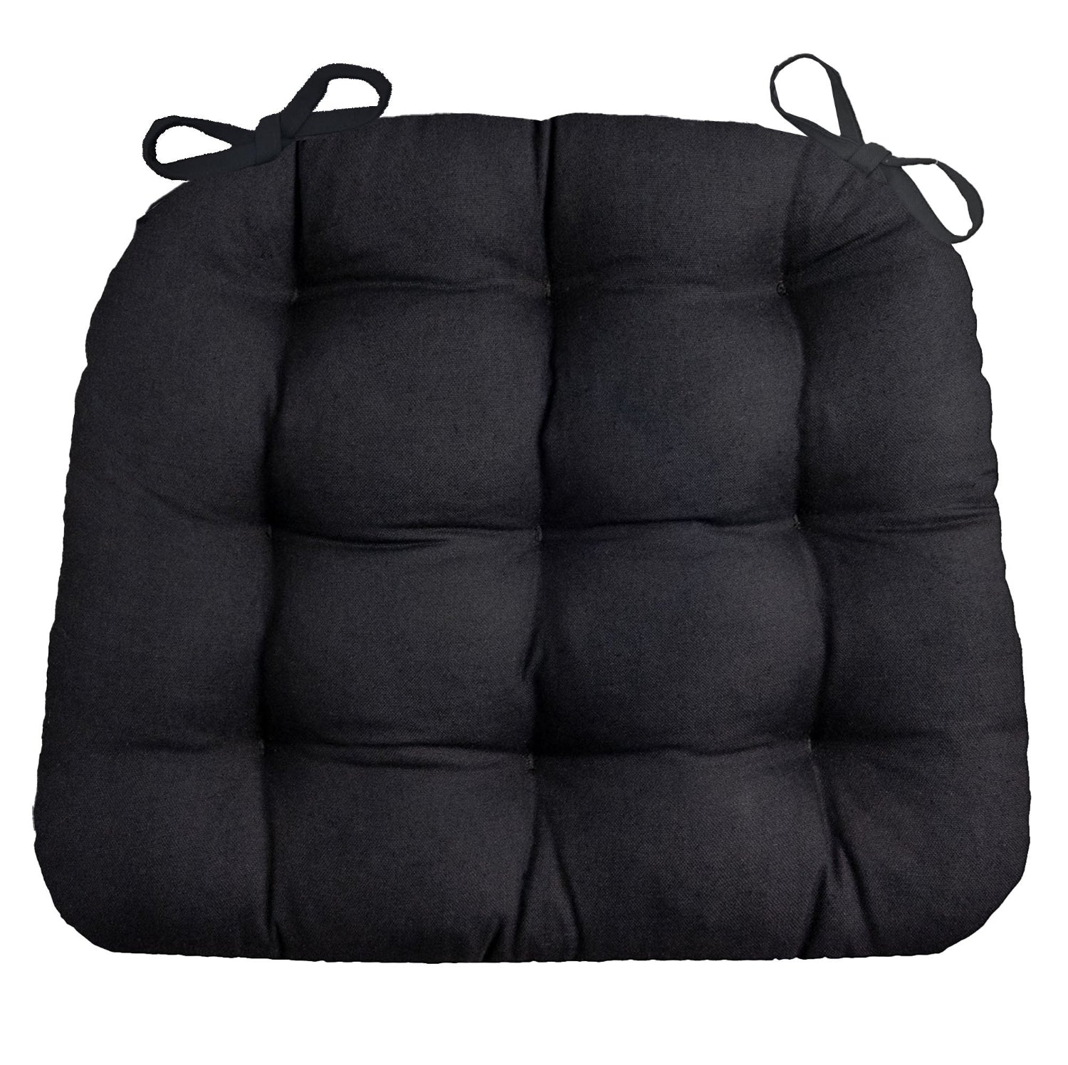 Cotton Duck Black Solid Color Dining Chair Pads - Barnett Home Decor - Black - Dark