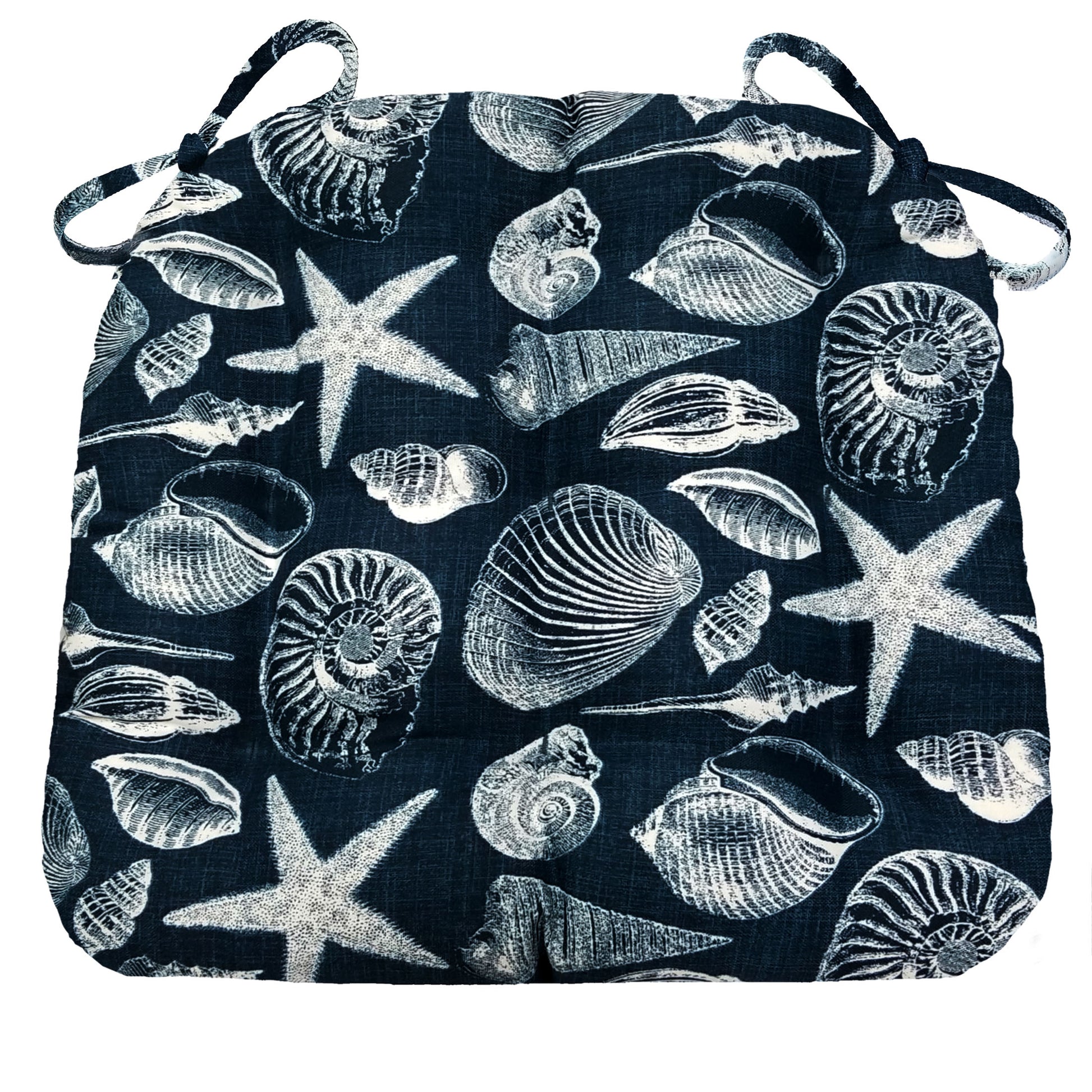 Shoreline Indoor/Outdoor Navy Blue Dining Chair Cushions - Barnett Home Decor - Navy Blue & White | Aquatic | Oceanic | Coastal | Beach