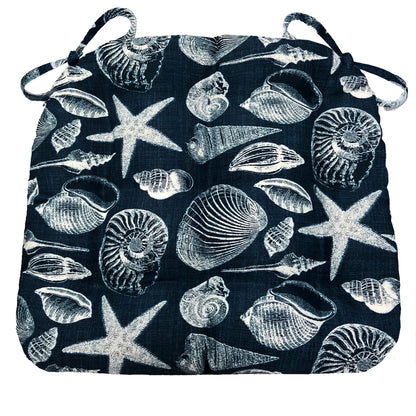 Shoreline Indoor/Outdoor Navy Blue Dining Chair Cushions - Barnett Home Decor - Navy Blue & White | Aquatic | Oceanic | Coastal | Beach