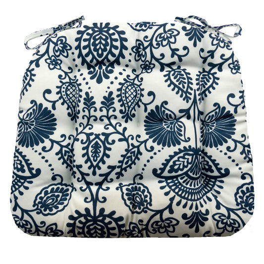 Sylvan Navy Blue Indoor / Outdoor Dining Chair Pads & Patio Cushions / Barnett Home Decor / Blue and White