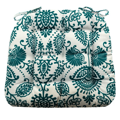 Sylvan Teal Blue Indoor / Outdoor Dining Chair Pads & Patio Cushions / Barnett Home Decor / Blue and White / Sea Green / Azure / Rustic / Pastoral / Farm