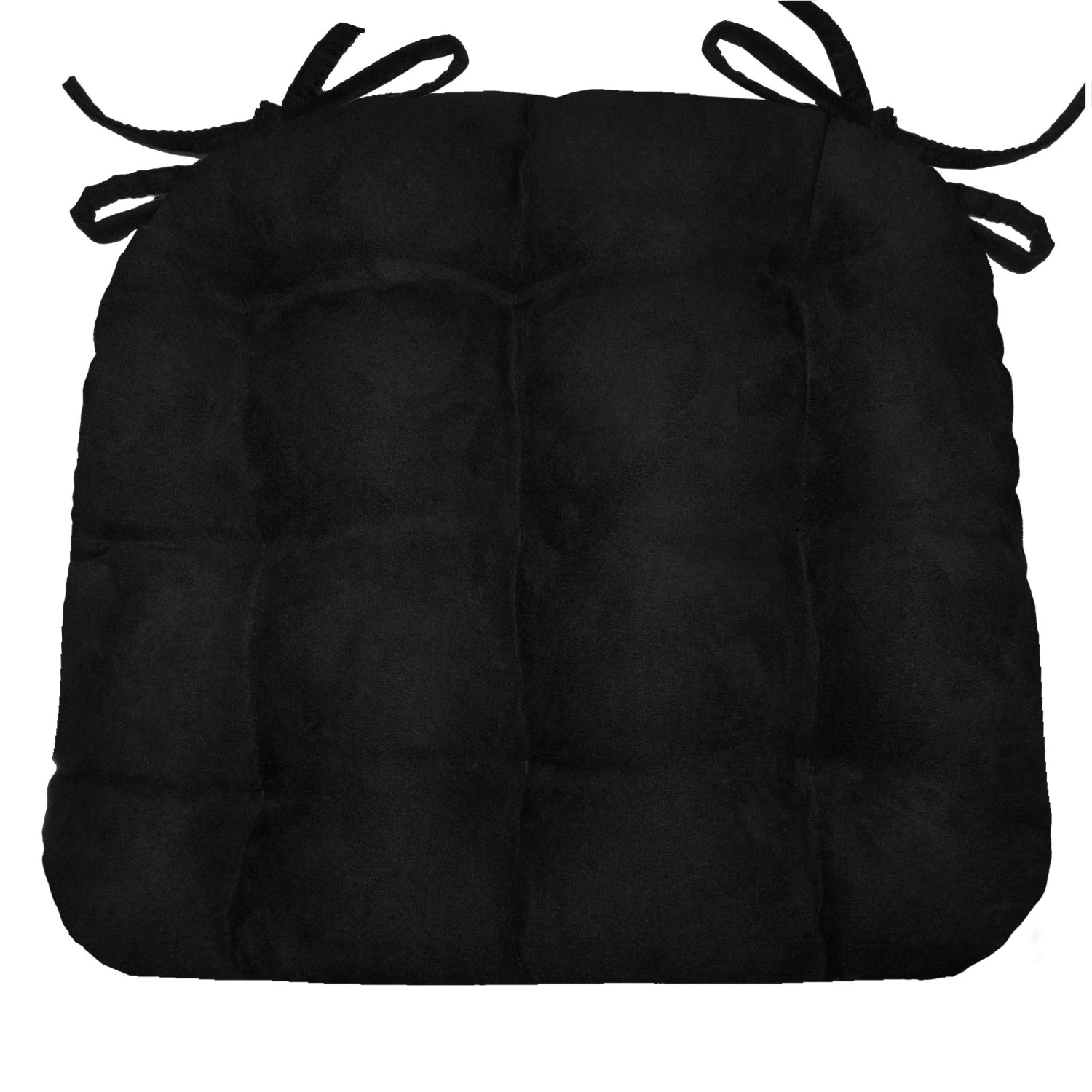 Micro-Suede Black Dining Chair Cushions - Barnett Home Decor - Black - Obsidian - Onyx