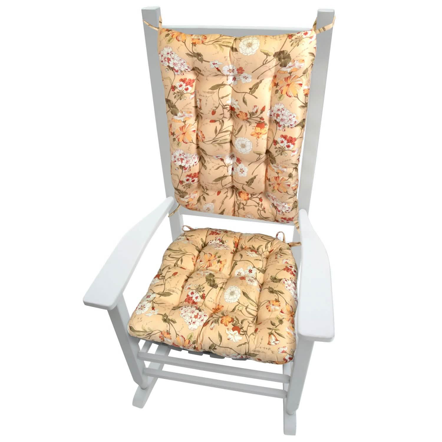 Mimosa Floral Rocking Chair Cushions - Never Flatten Rocker Chair Cushion