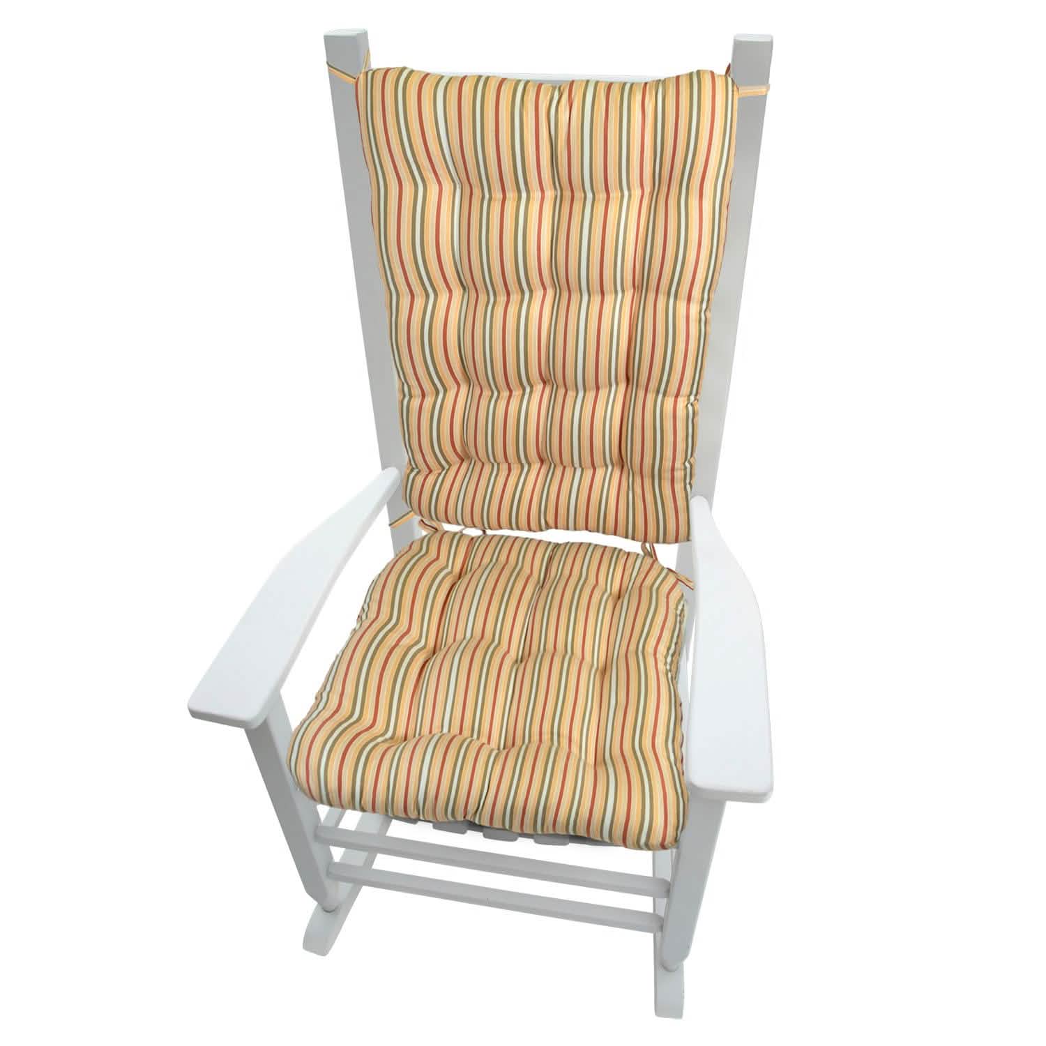 Mimosa Stripe Rocking Chair Cushions - Never Flatten Rocker Chair Cushion