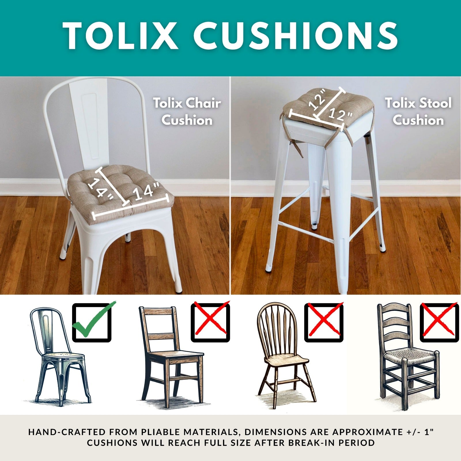 Ticking Stripe Blue Square Industrial Bar Stool Cushion - 12