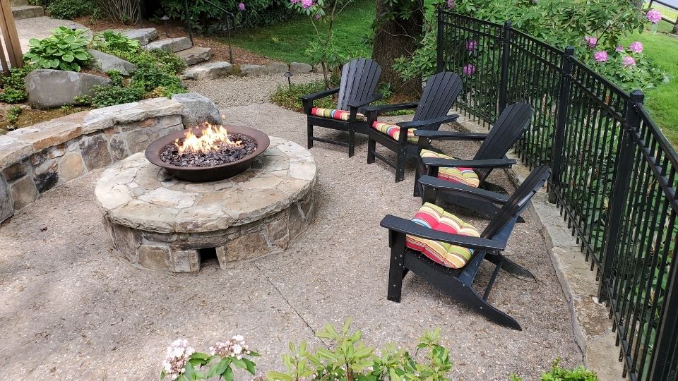Adirondack chair cushions on outdoor patio chairs