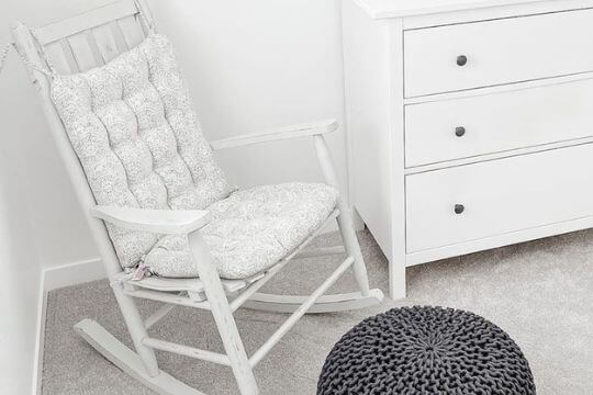 nursery rocking chair cushions on rocker in the baby's room