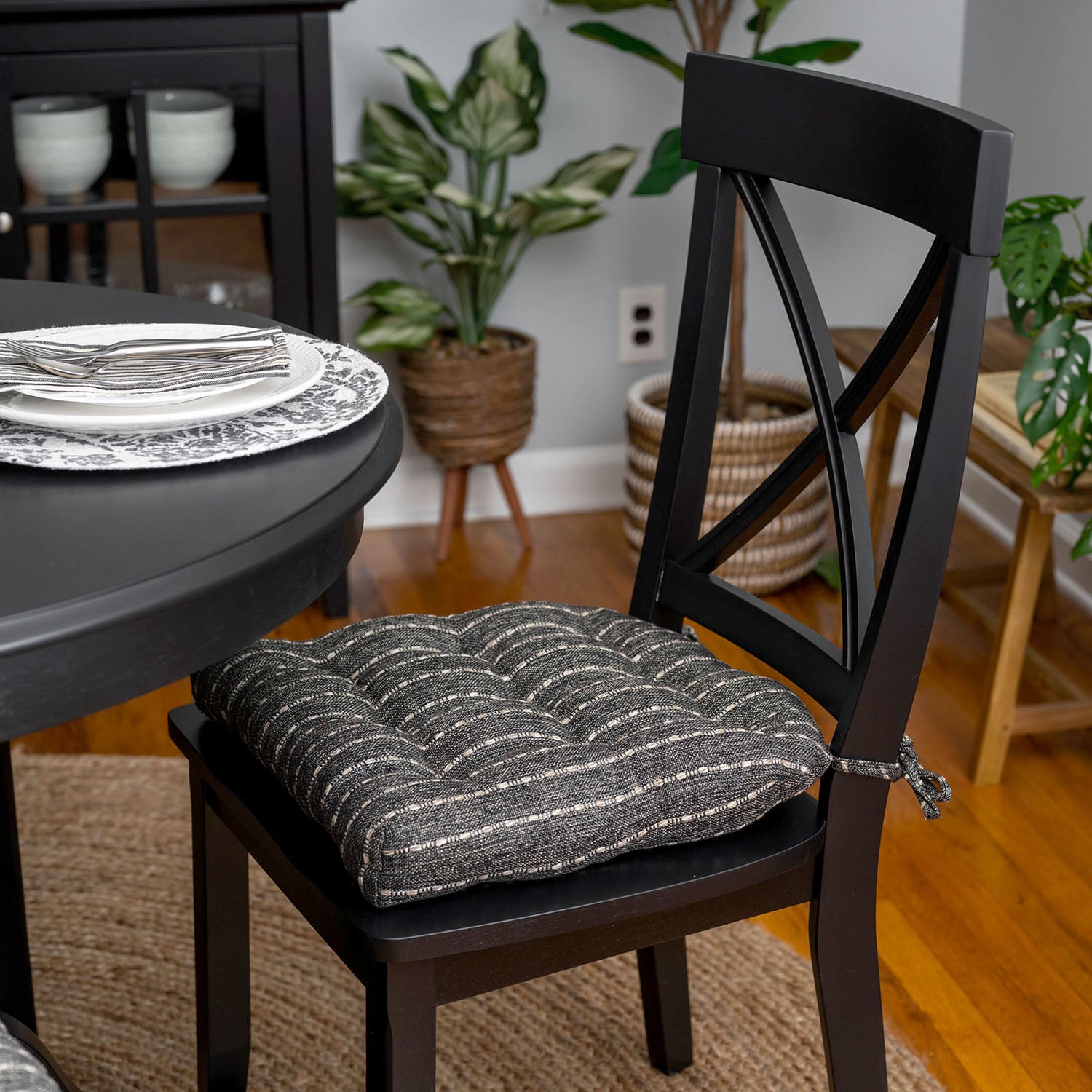 Avante Black Dining Chair Pads - Latex Foam Fill, Reversible - Made in USA