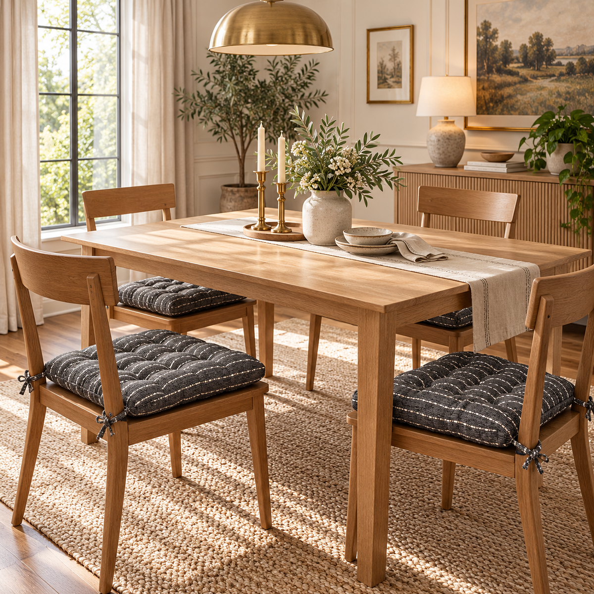 Avante Black Dining Chair Pads - Latex Foam Fill, Reversible - Made in USA