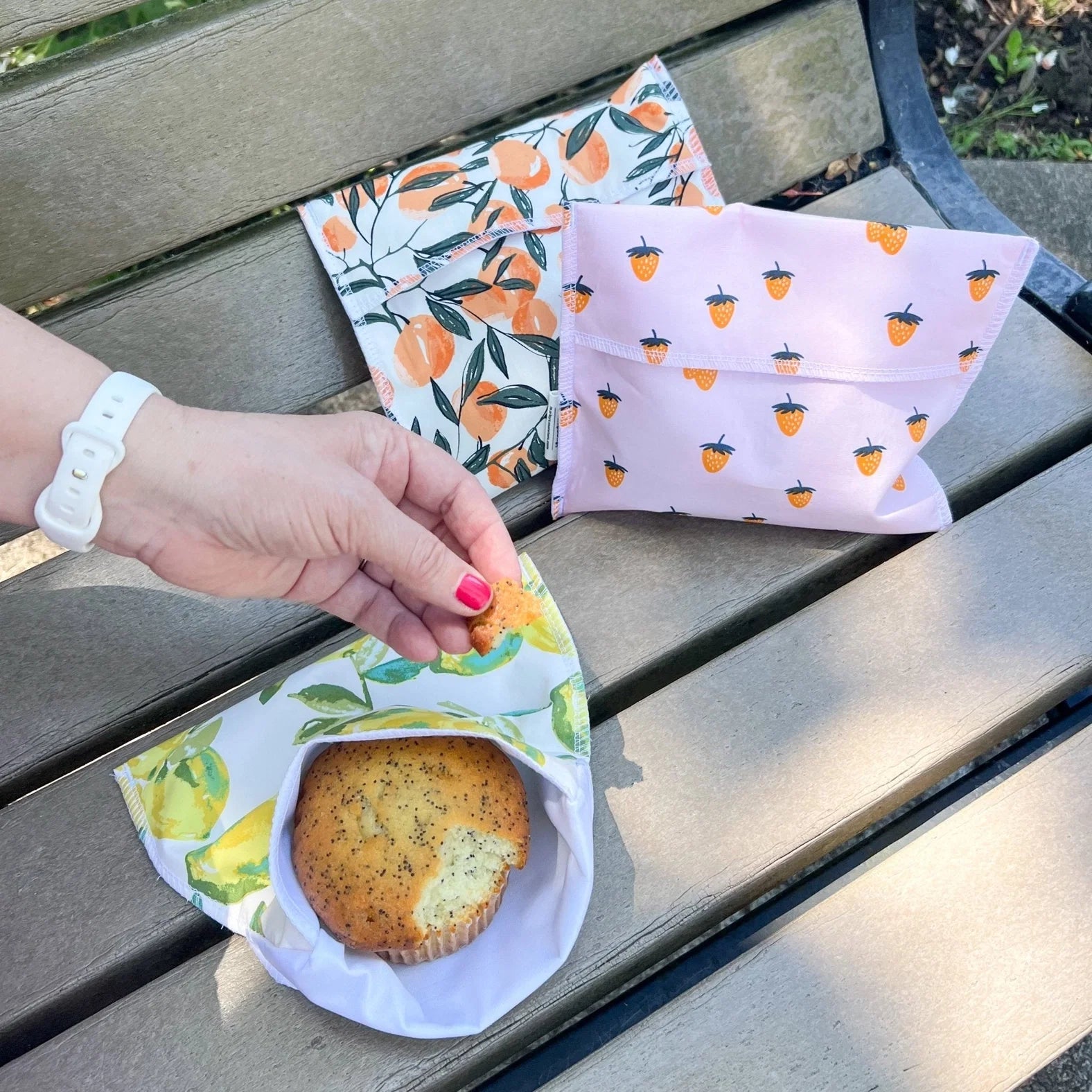 Reusable Snack Bag - 100% Cotton with BPA-Free Waterproof Lining, Washable